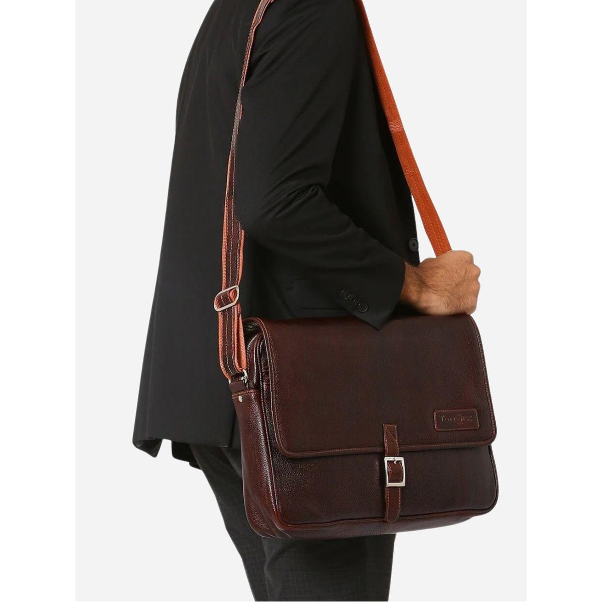 Tortoise X Styli  Leather Laptop Bag with Buckle Closure-men-bags-image-1
