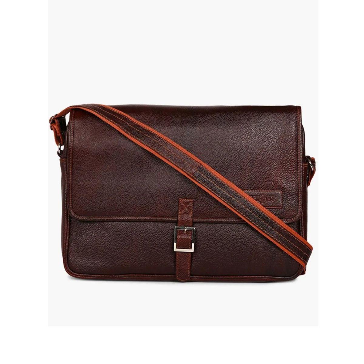 Tortoise X Styli  Leather Laptop Bag with Buckle Closure-men-bags-image-3
