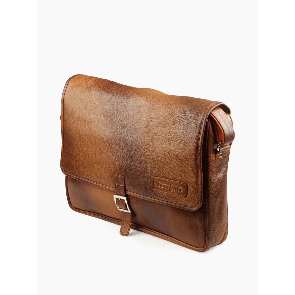 Tortoise X Styli  Leather Laptop Bag with Buckle Closure-men-bags-image-1