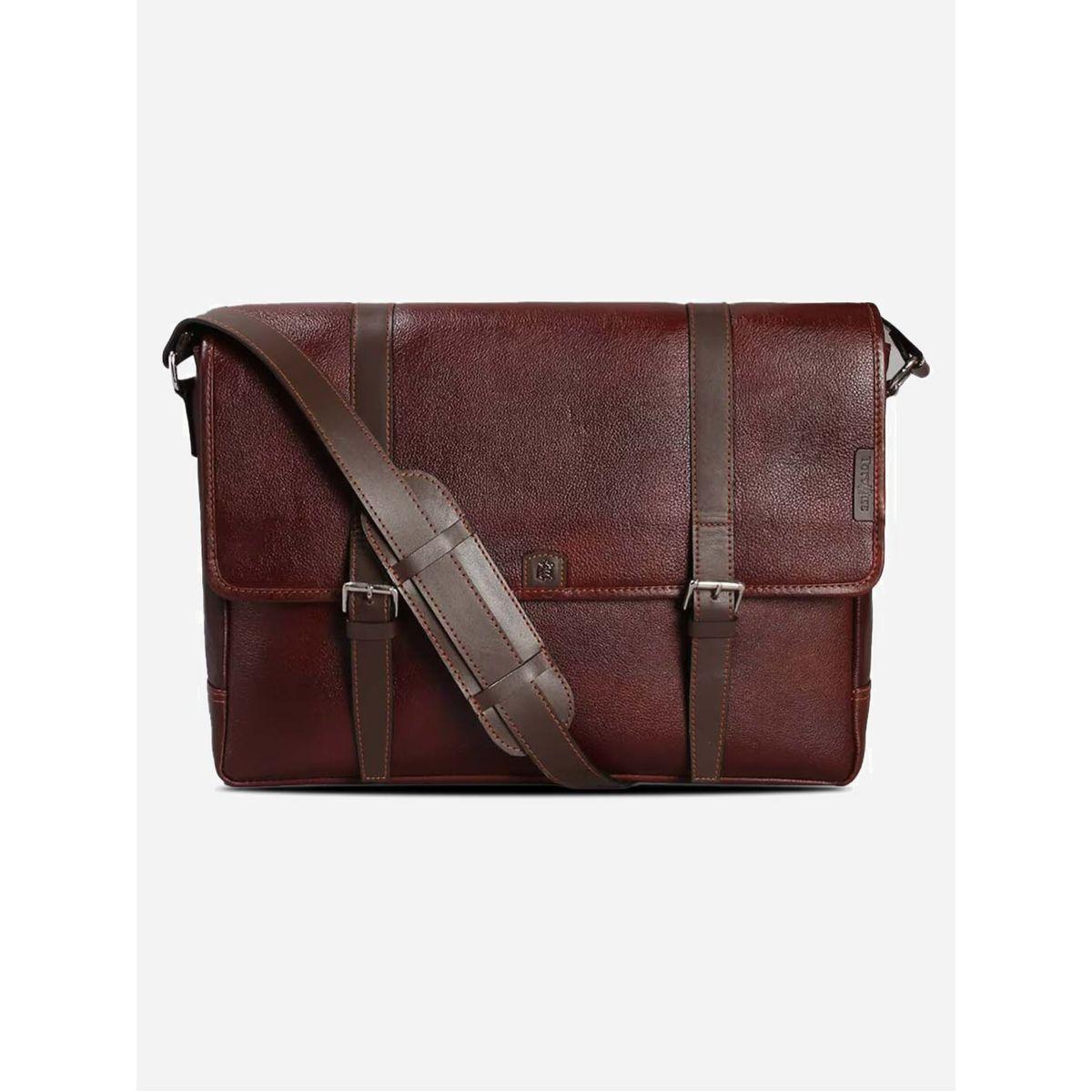 Tortoise X Styli  Leather Laptop Bag with Belt Buckle-men-bags-image-1