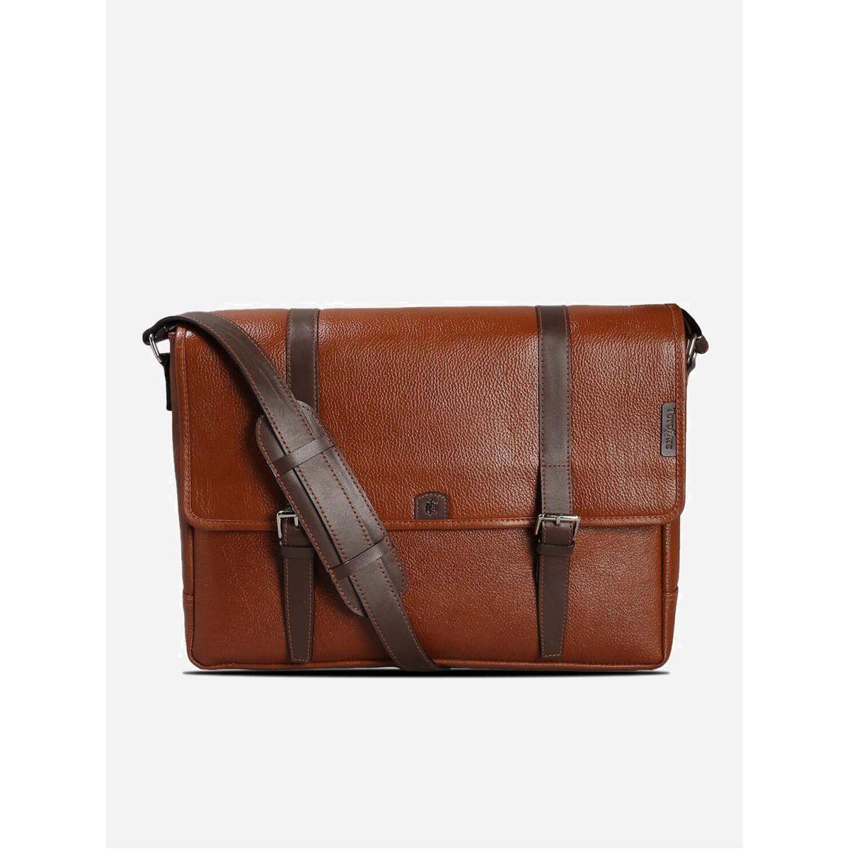 شنطة لابتوب جلد بحزام وإبزيم غلق تورتويز × ستايلي-men-bags-image-1
