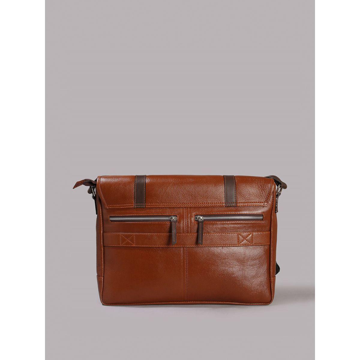 Tortoise X Styli  Leather Laptop Bag with Belt Buckle-men-bags-image-4