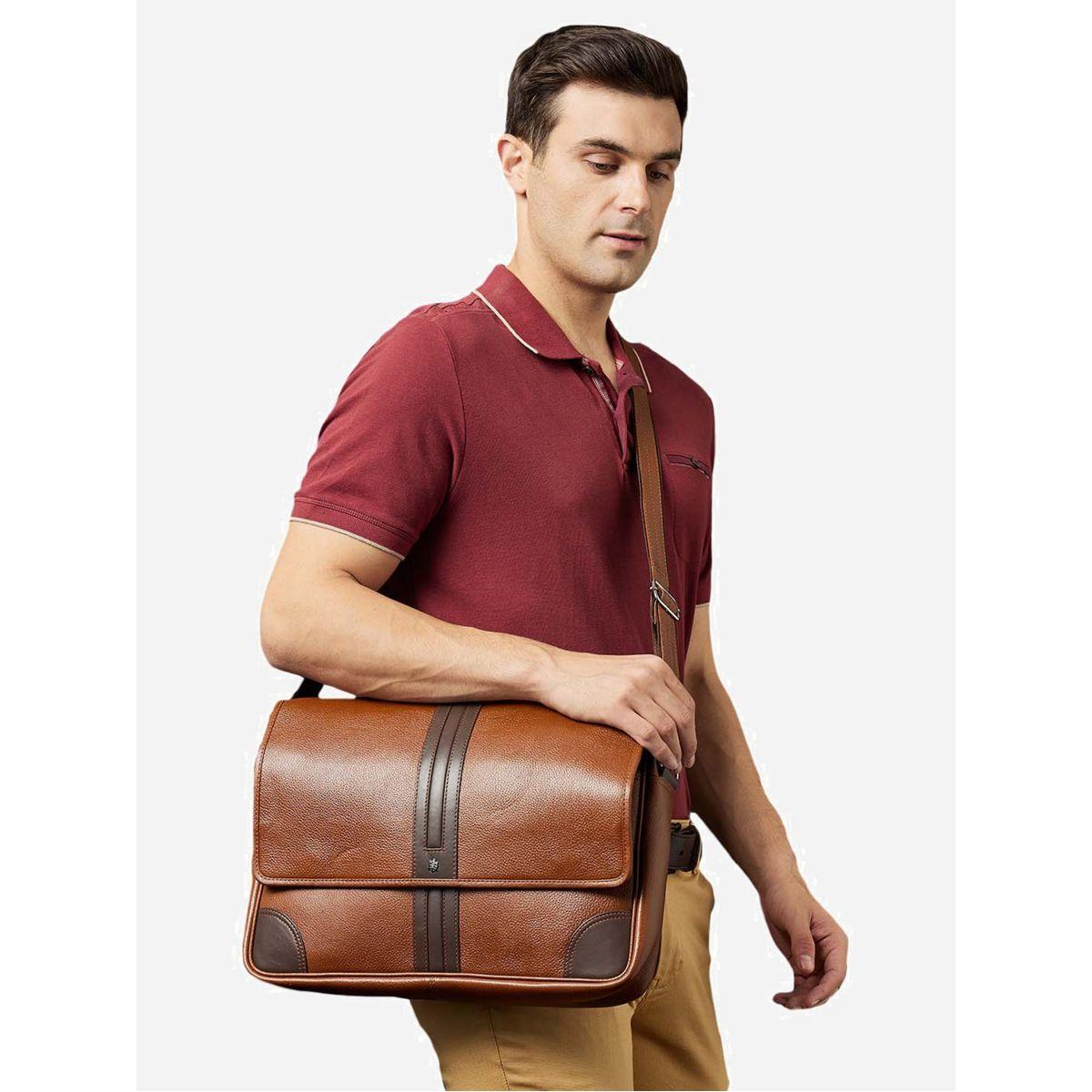 Tortoise X Styli  Leather Laptop Bag with Zip Pocket-men-bags-image-3