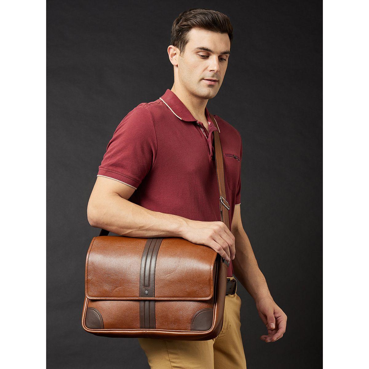 Tortoise X Styli  Leather Laptop Bag with Zip Pocket-men-bags-image-8