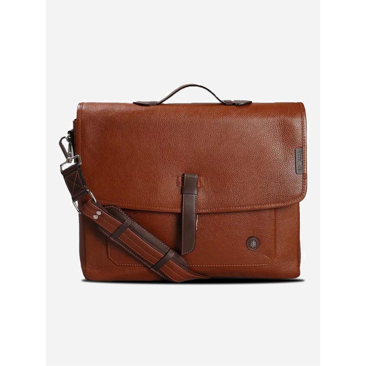 Tortoise X Styli  Leather Laptop Bag with Push Lock Closure-men-bags-image-1