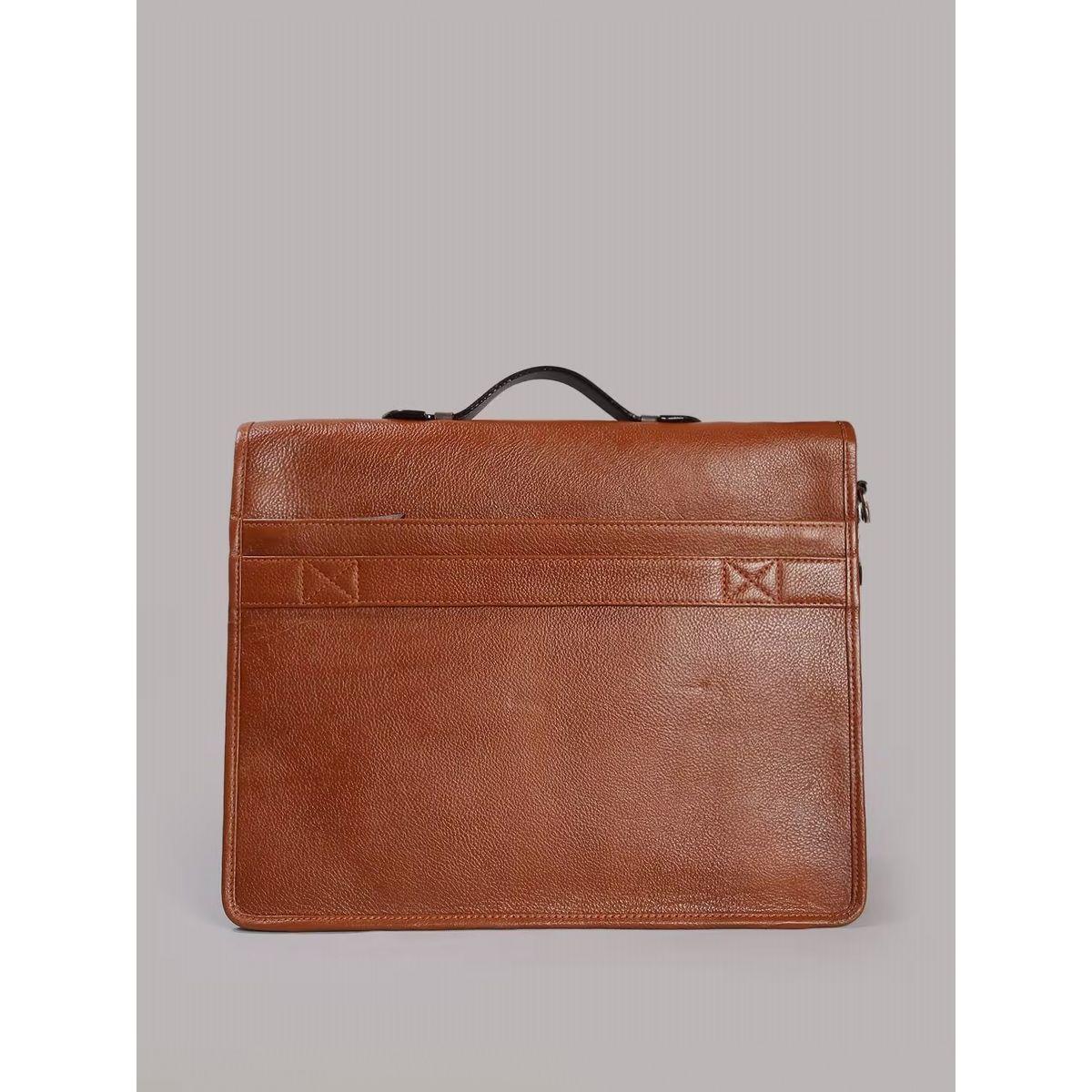Tortoise X Styli  Leather Laptop Bag with Push Lock Closure-men-bags-image-6