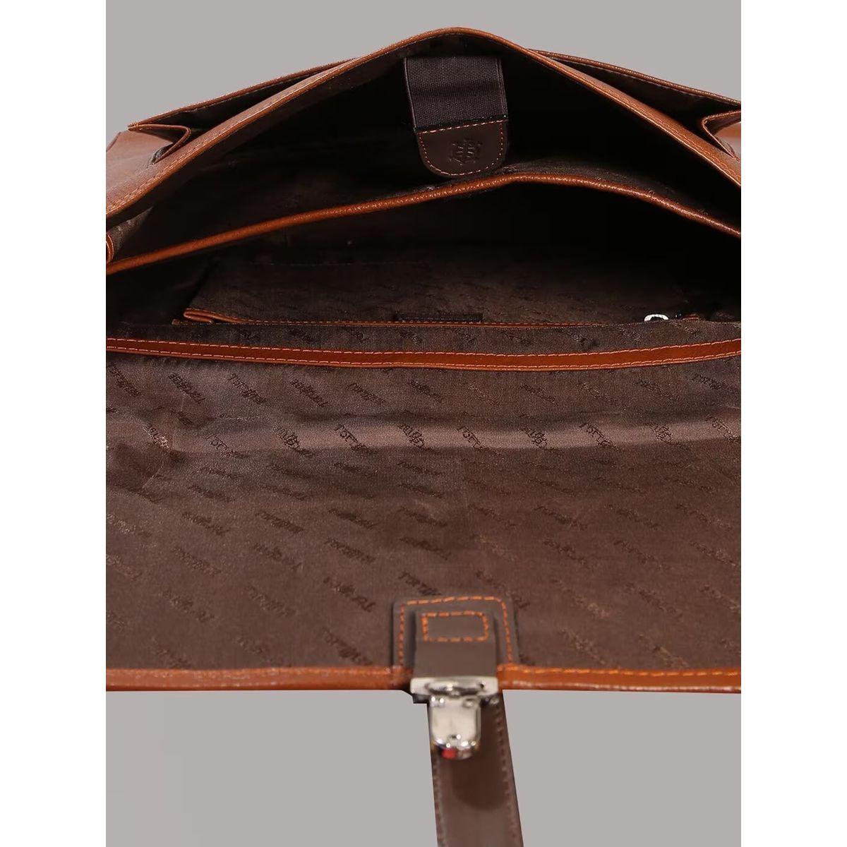 Tortoise X Styli  Leather Laptop Bag with Push Lock Closure-men-bags-image-7