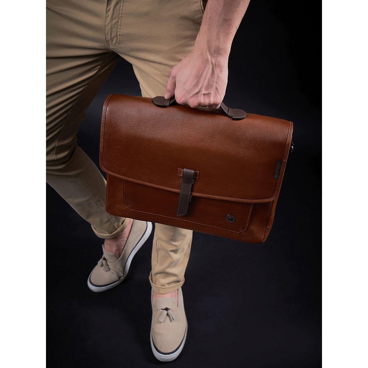 Tortoise X Styli  Leather Laptop Bag with Push Lock Closure-men-bags-image-9