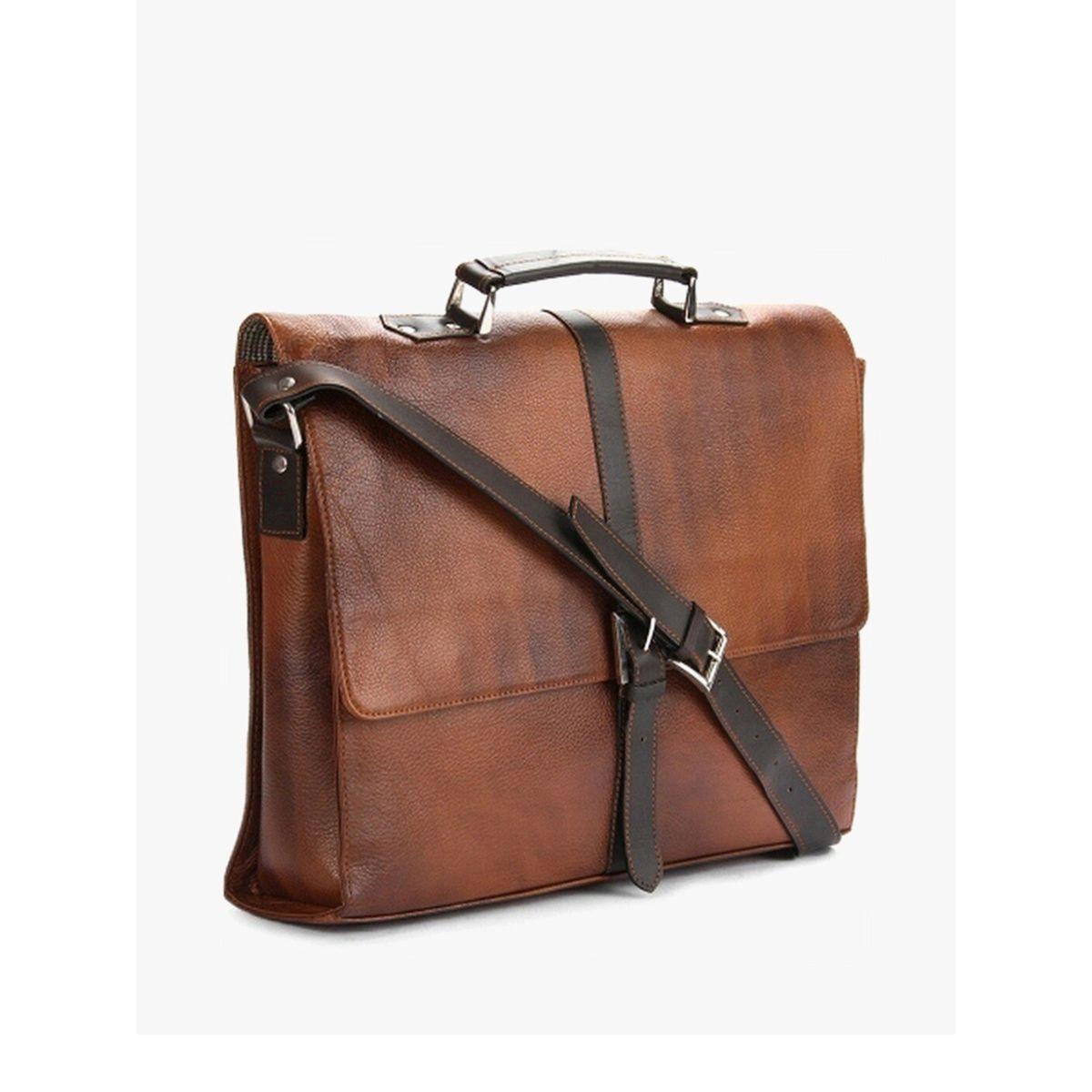 Tortoise X Styli  Leather Laptop Bag with Zip Pocket-men-bags-image-1