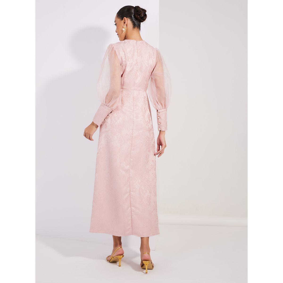 Styli Limited Jacquard Round Neck Evening Maxi Dress-women-clothing-dresses-image-4