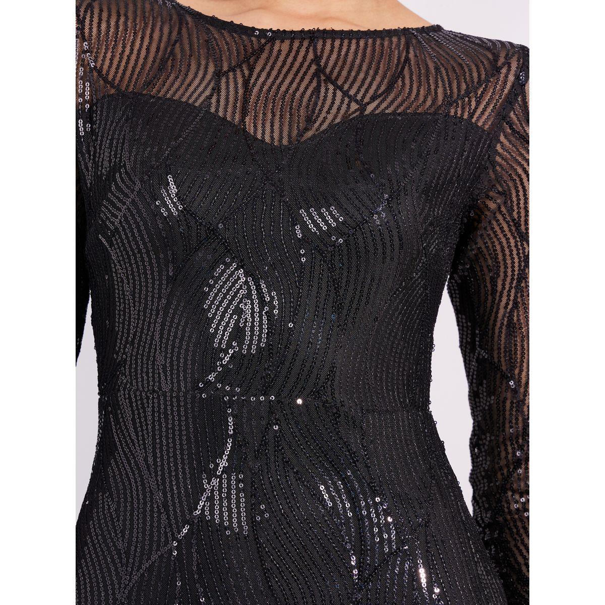 فستان طويل بقصة ميرميد وتفاصيل شبكية-women-clothing-dresses-image-4