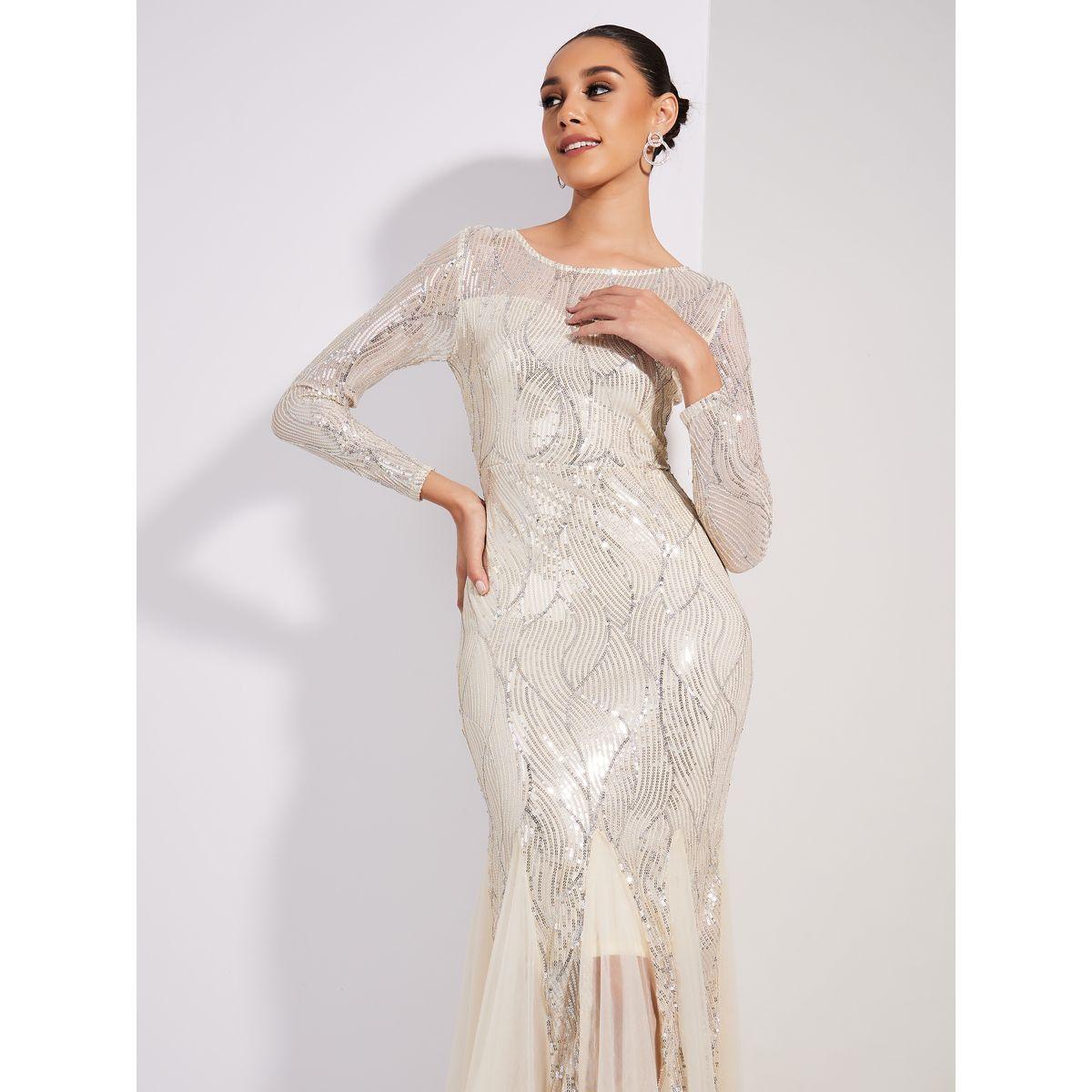 Styli Limited Sequined Mesh Insert Mermaid Fit Maxi Dress-women-clothing-dresses-image-2
