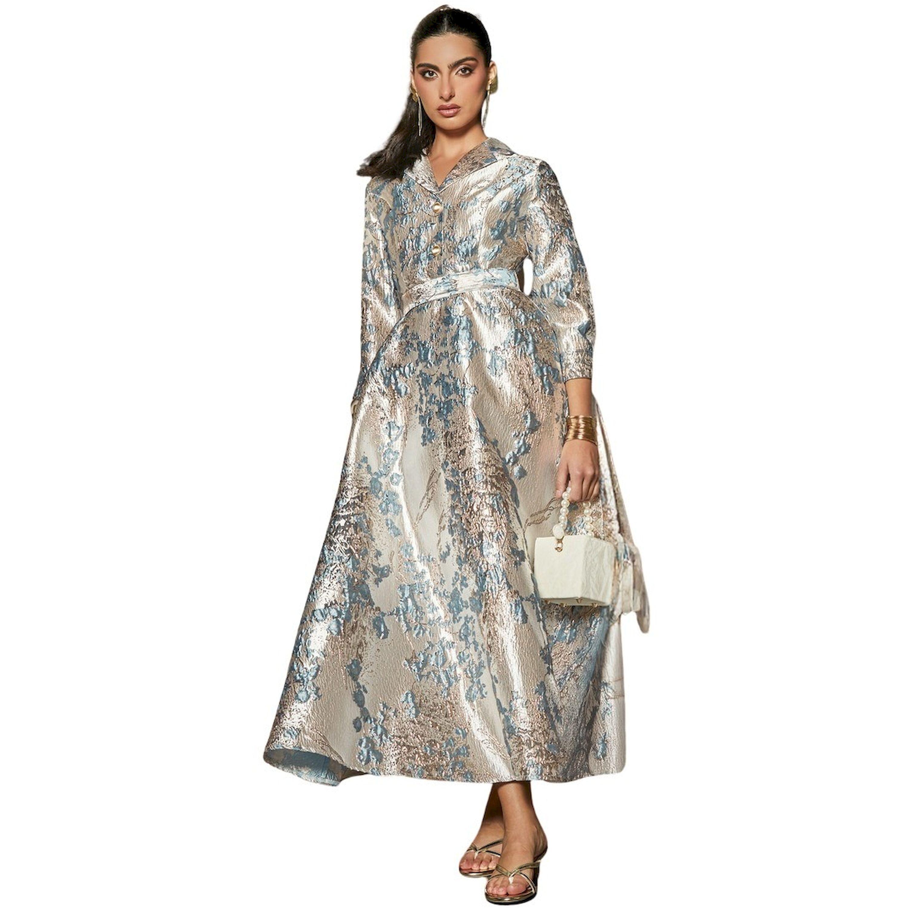 Styli Jacquard A-Line Maxi Dress with Tie Belt-women-clothing-dresses-image-6