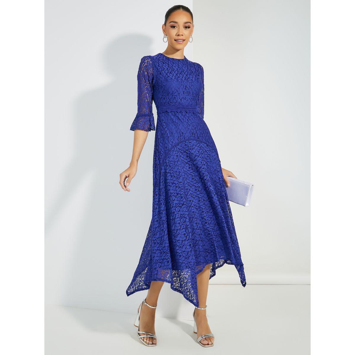 فستان ميدي بتفاصيل دانتيل وياقة عالية-women-clothing-dresses-image-1