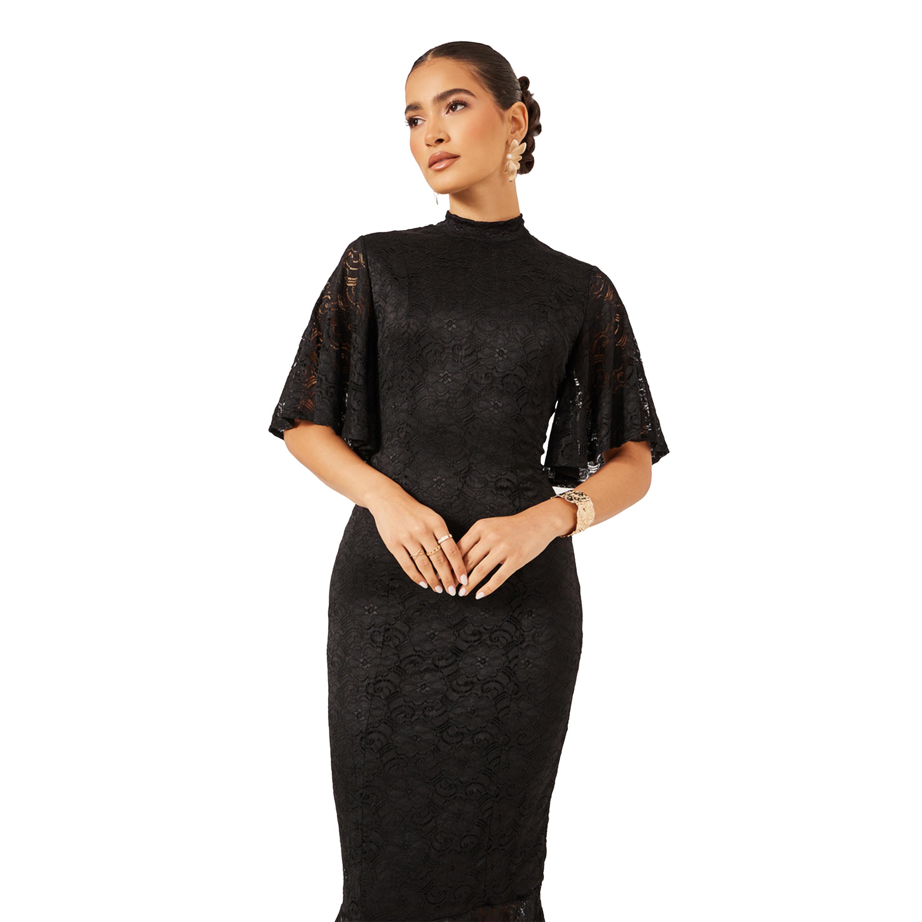 Styli Flutter Sleeve Fitted Lace Midi Dress-women-clothing-dresses-image-3