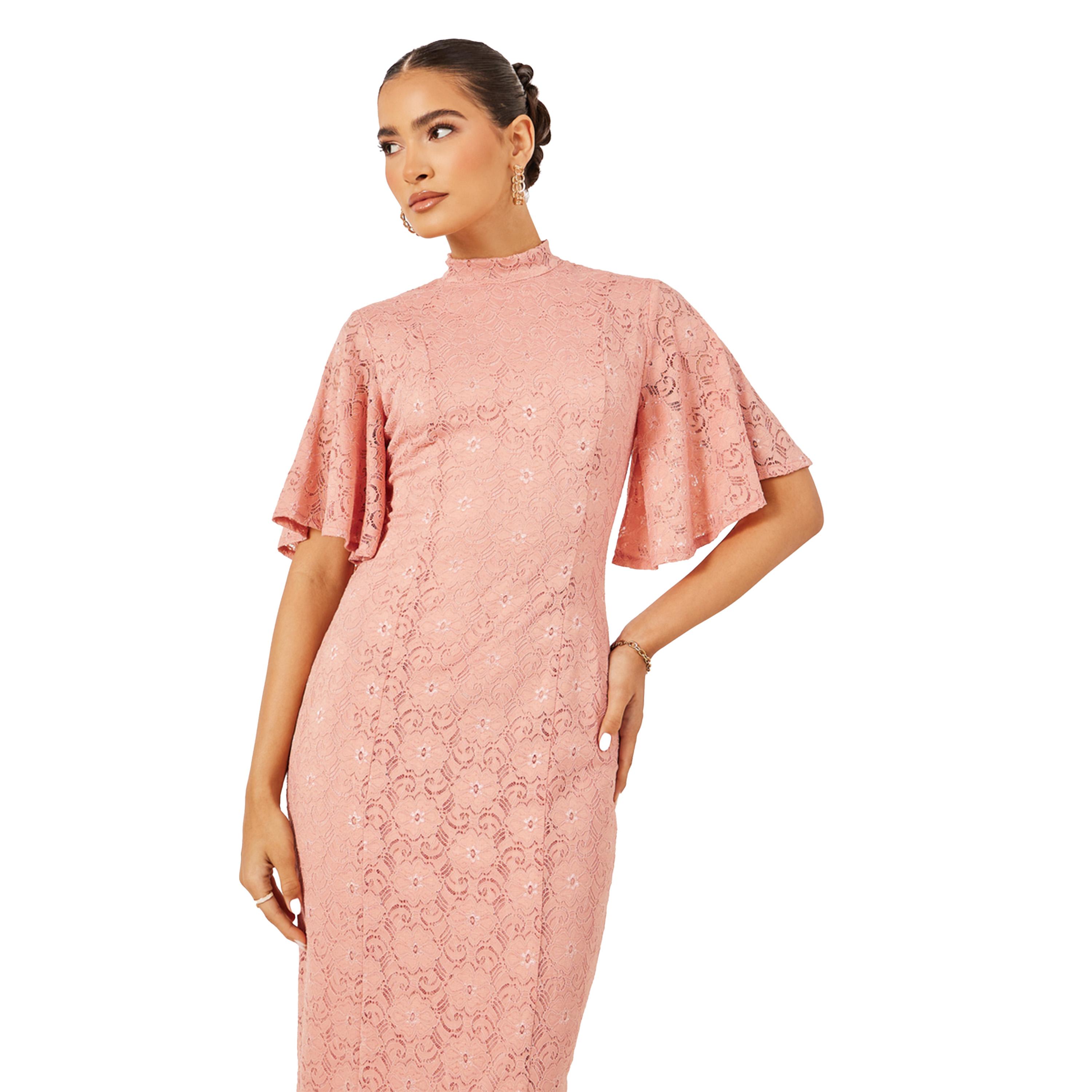 ستايلي - فستان متوسط الطول من الدانتيل بأكمام منفوشة-women-clothing-dresses-image-3