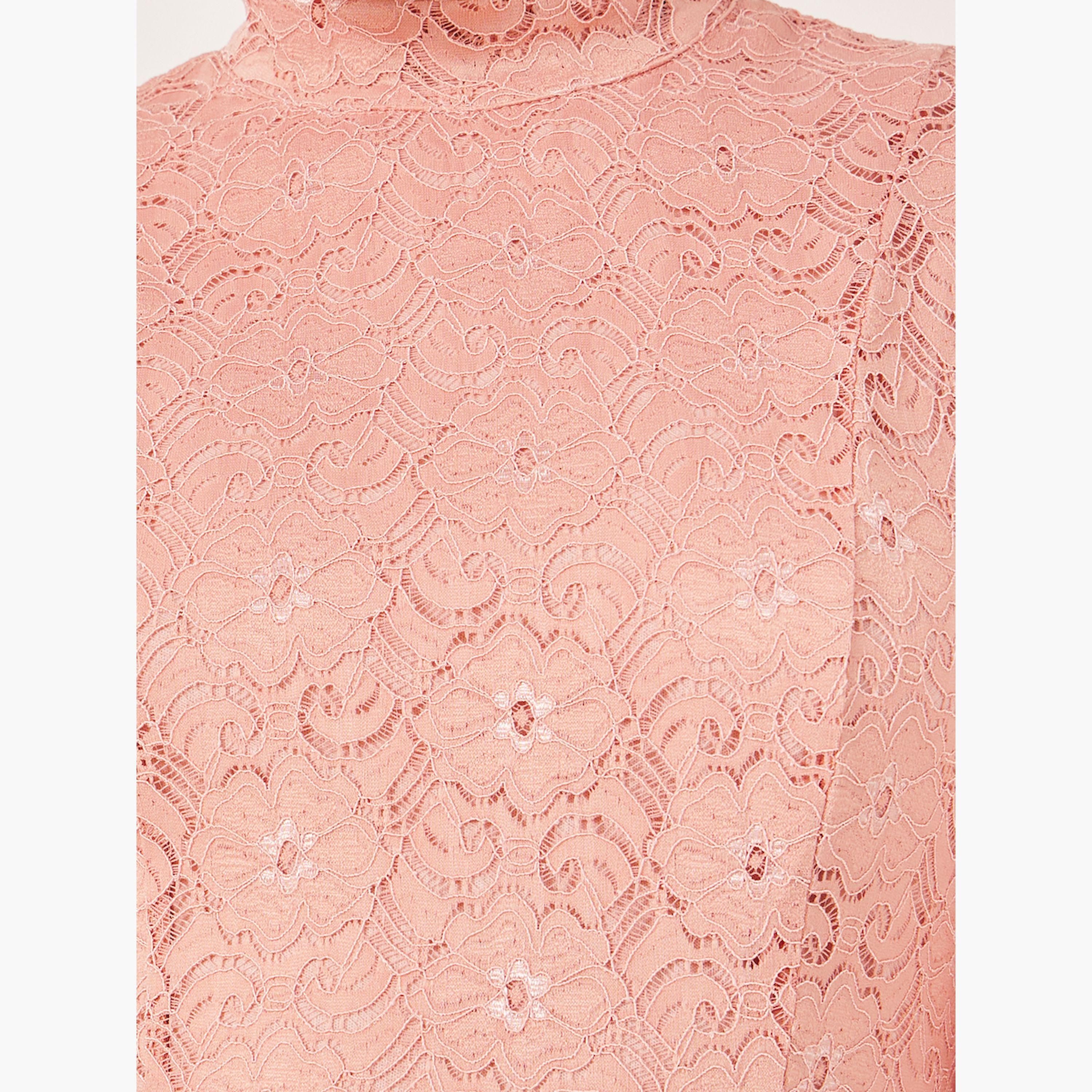 ستايلي - فستان متوسط الطول من الدانتيل بأكمام منفوشة-women-clothing-dresses-image-4