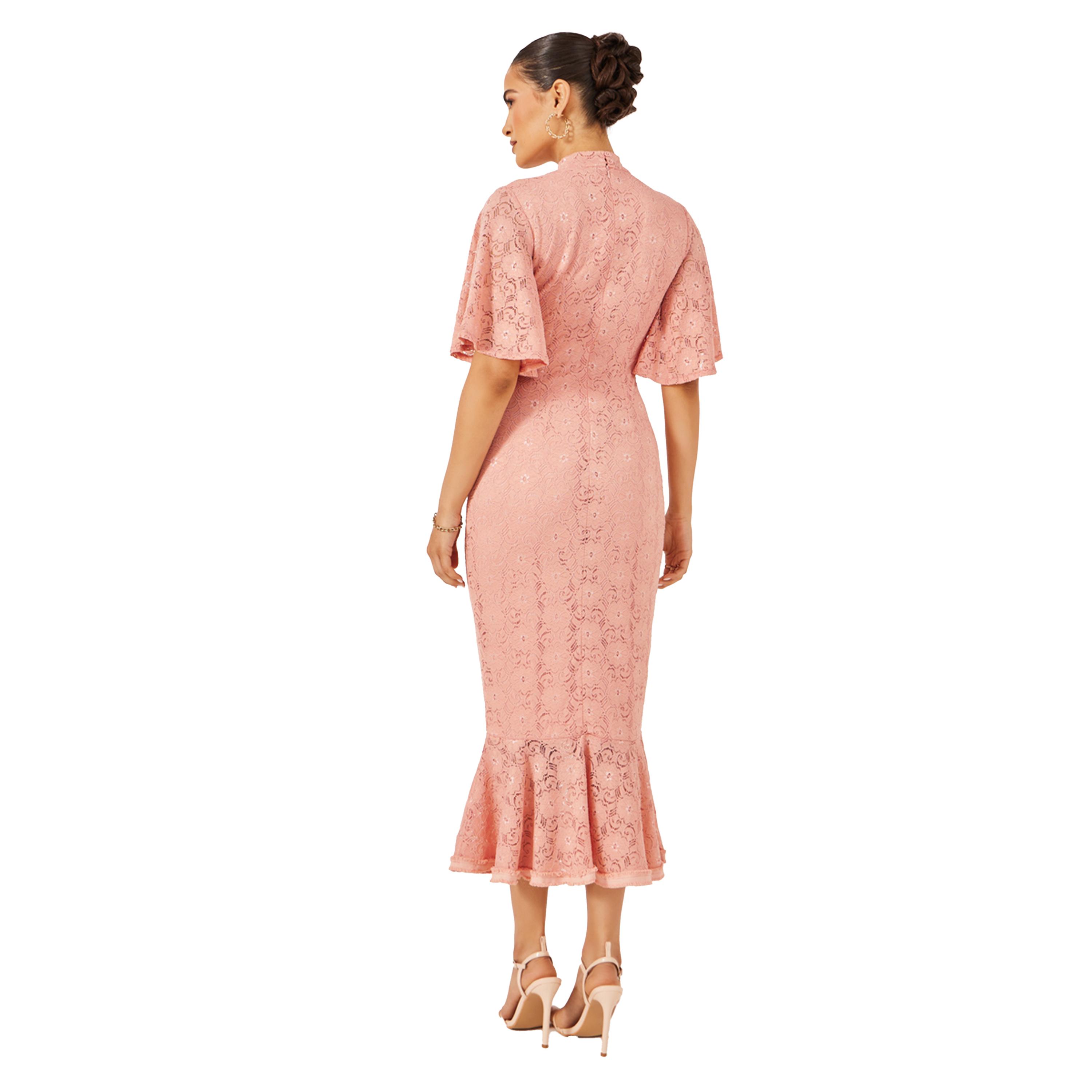 ستايلي - فستان متوسط الطول من الدانتيل بأكمام منفوشة-women-clothing-dresses-image-5