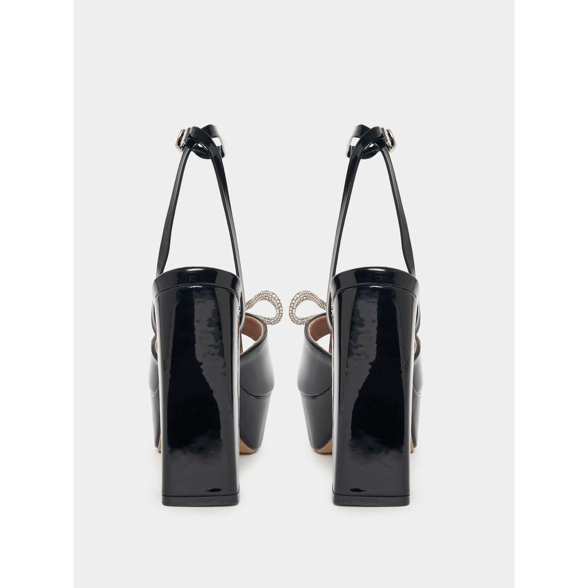 Styli Embellished Bow Detail Block Heel Sandals-women-shoes-heels-image-4