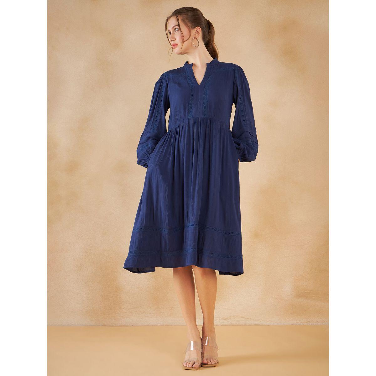فستان ميدي بتفاصيل دانتيل وحافة واسعة-women-clothing-dresses-image-1