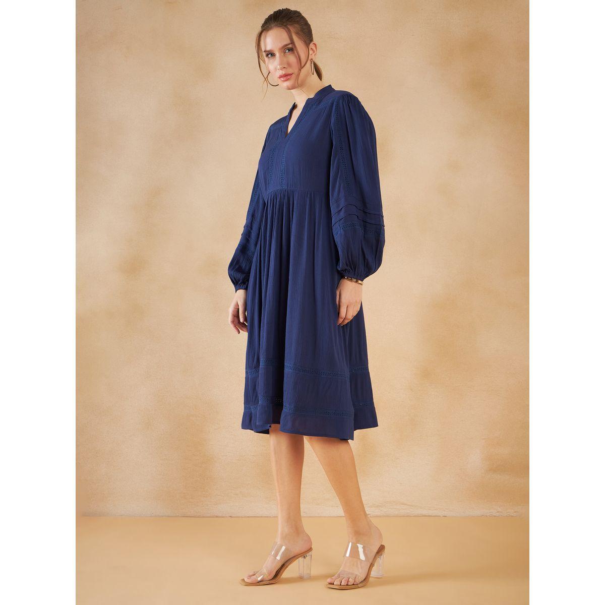 فستان ميدي بتفاصيل دانتيل وحافة واسعة-women-clothing-dresses-image-3