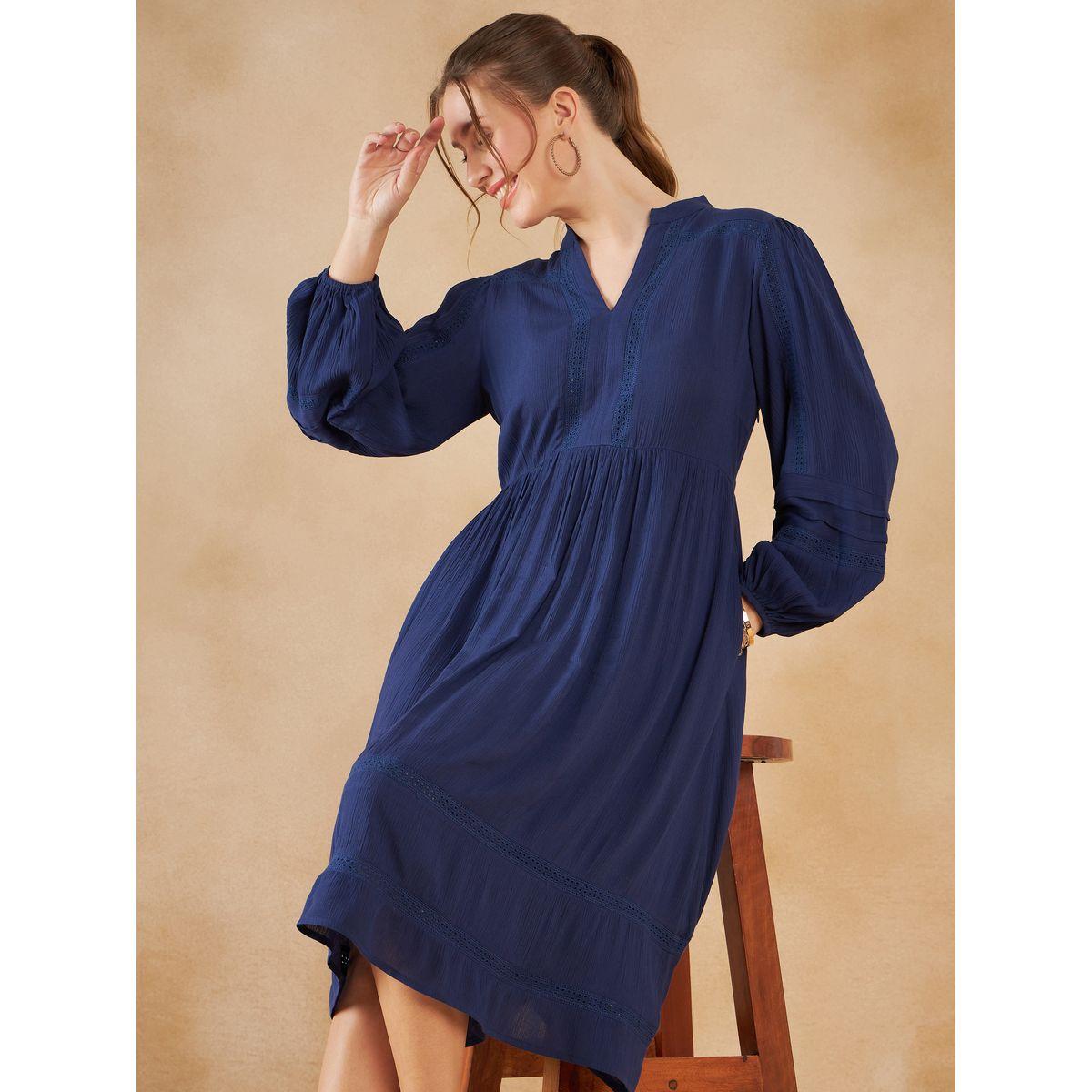 فستان ميدي بتفاصيل دانتيل وحافة واسعة-women-clothing-dresses-image-5