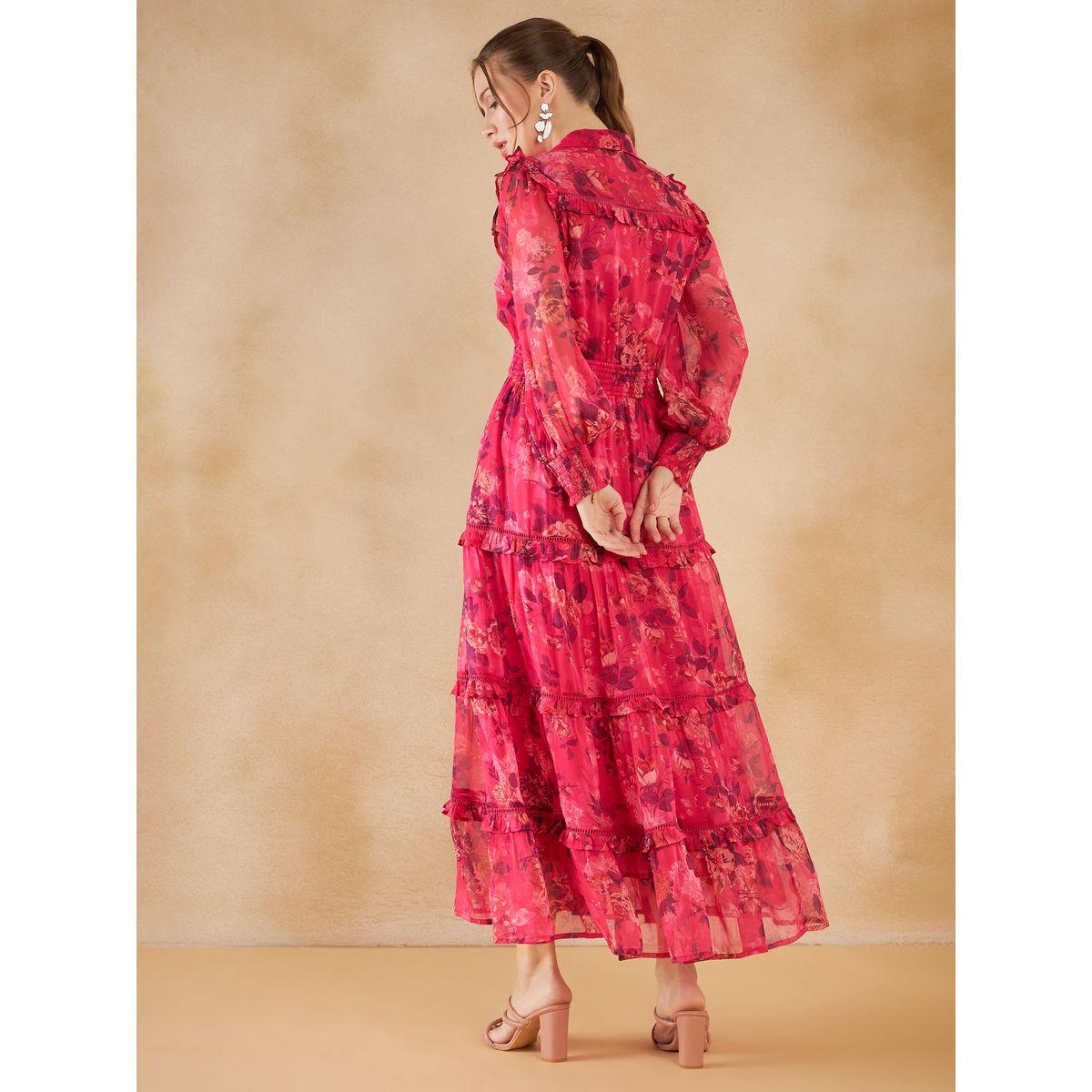 فستان طويل بكسرات وطبعة زهور-women-clothing-dresses-image-2