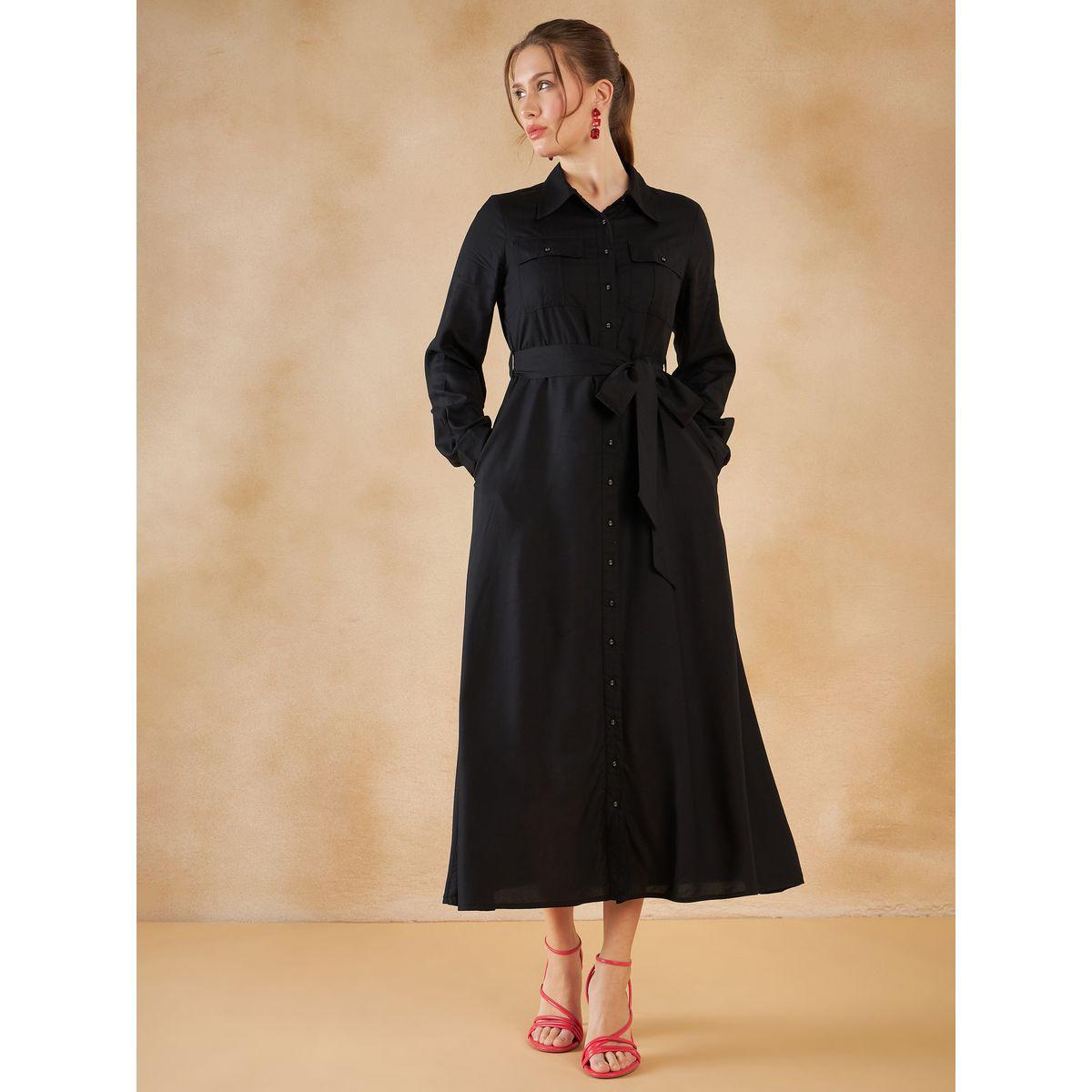 Femmella Flap Pocket Detail Button Down Shirt Maxi Dress-women-clothing-dresses-image-1