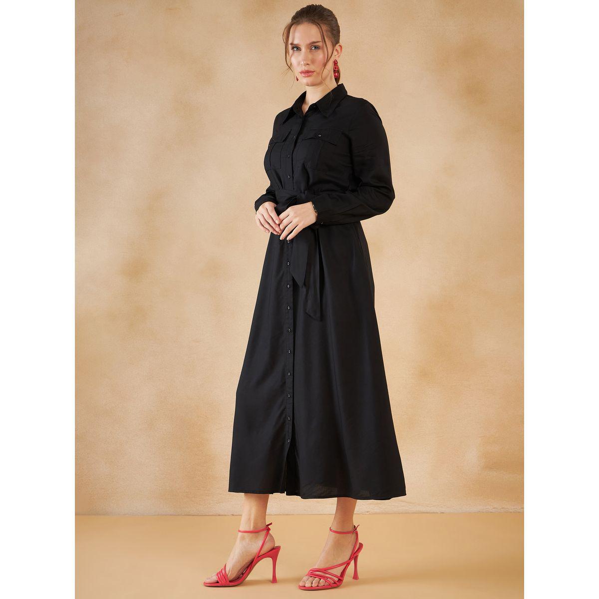 Femmella Flap Pocket Detail Button Down Shirt Maxi Dress-women-clothing-dresses-image-3