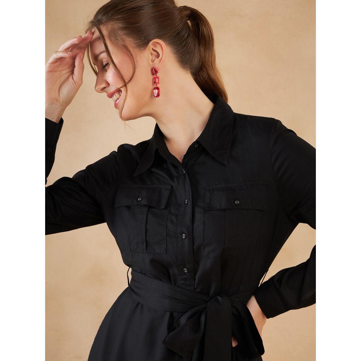 Femmella Flap Pocket Detail Button Down Shirt Maxi Dress-women-clothing-dresses-image-4