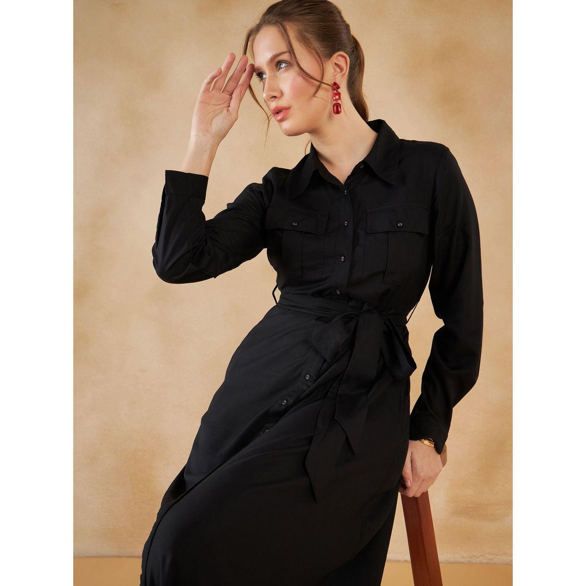 Femmella Flap Pocket Detail Button Down Shirt Maxi Dress-women-clothing-dresses-image-5