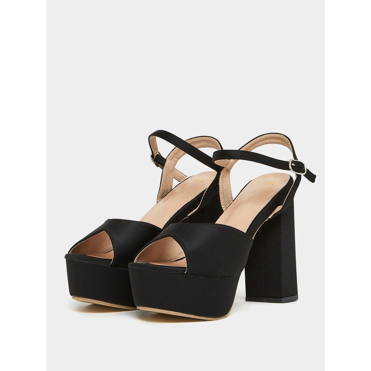 Styli Solid Ankle Strap Block Heel Sandals-women-shoes-sandals-heeled-image-3