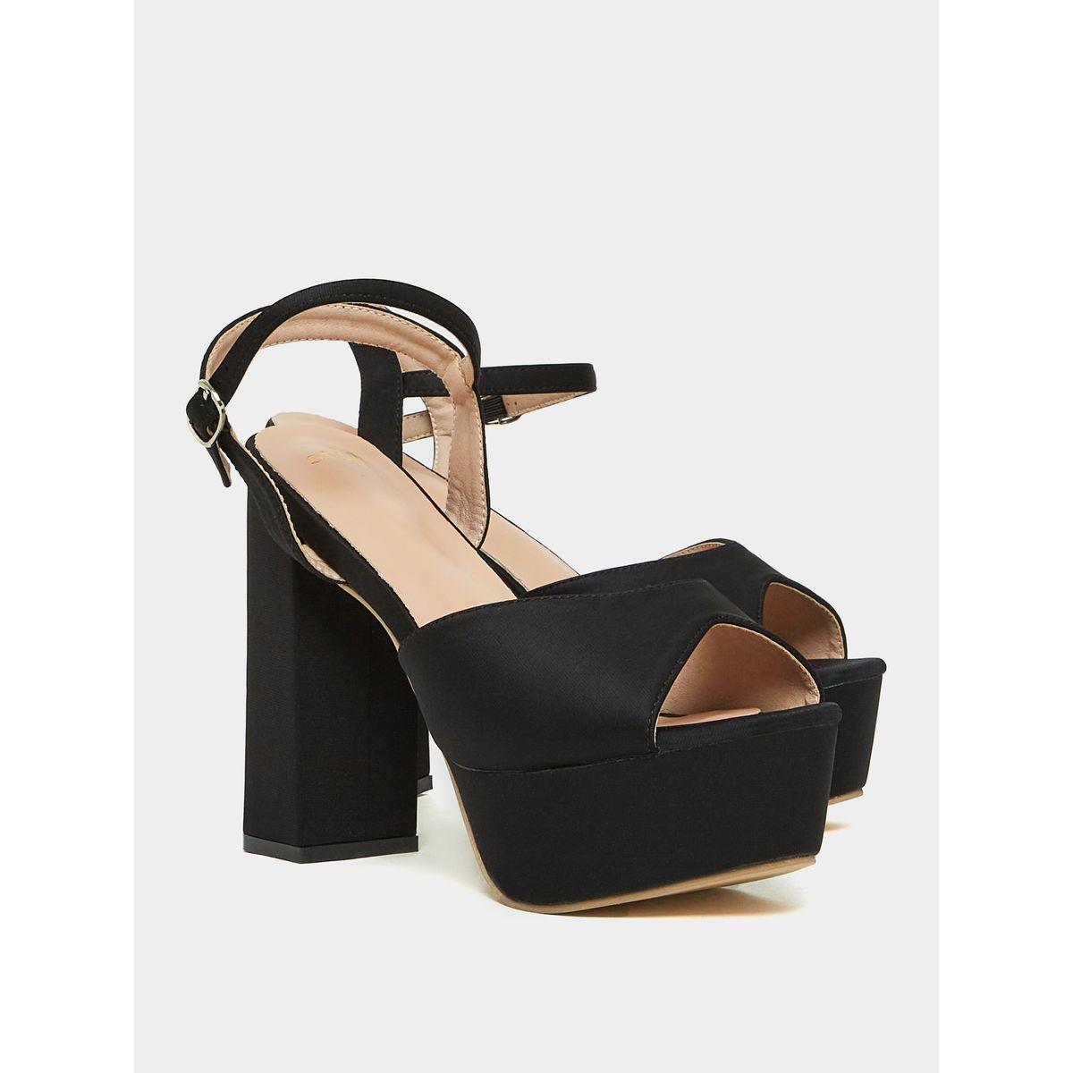 Styli Solid Ankle Strap Block Heel Sandals-women-shoes-sandals-heeled-image-4