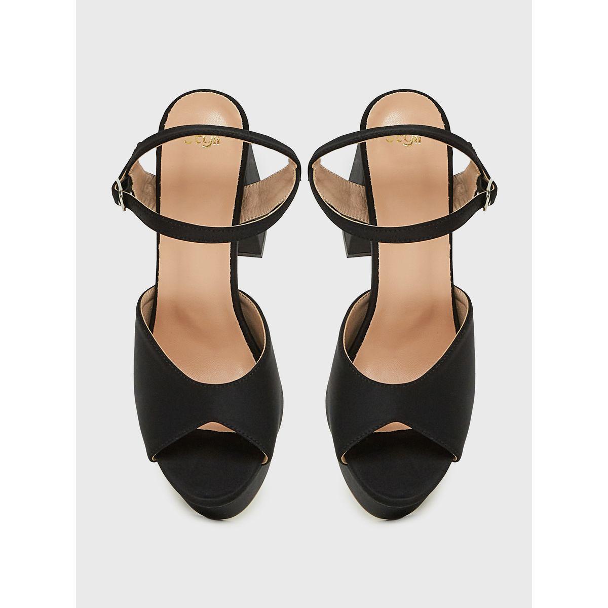 Styli Solid Ankle Strap Block Heel Sandals-women-shoes-sandals-heeled-image-6