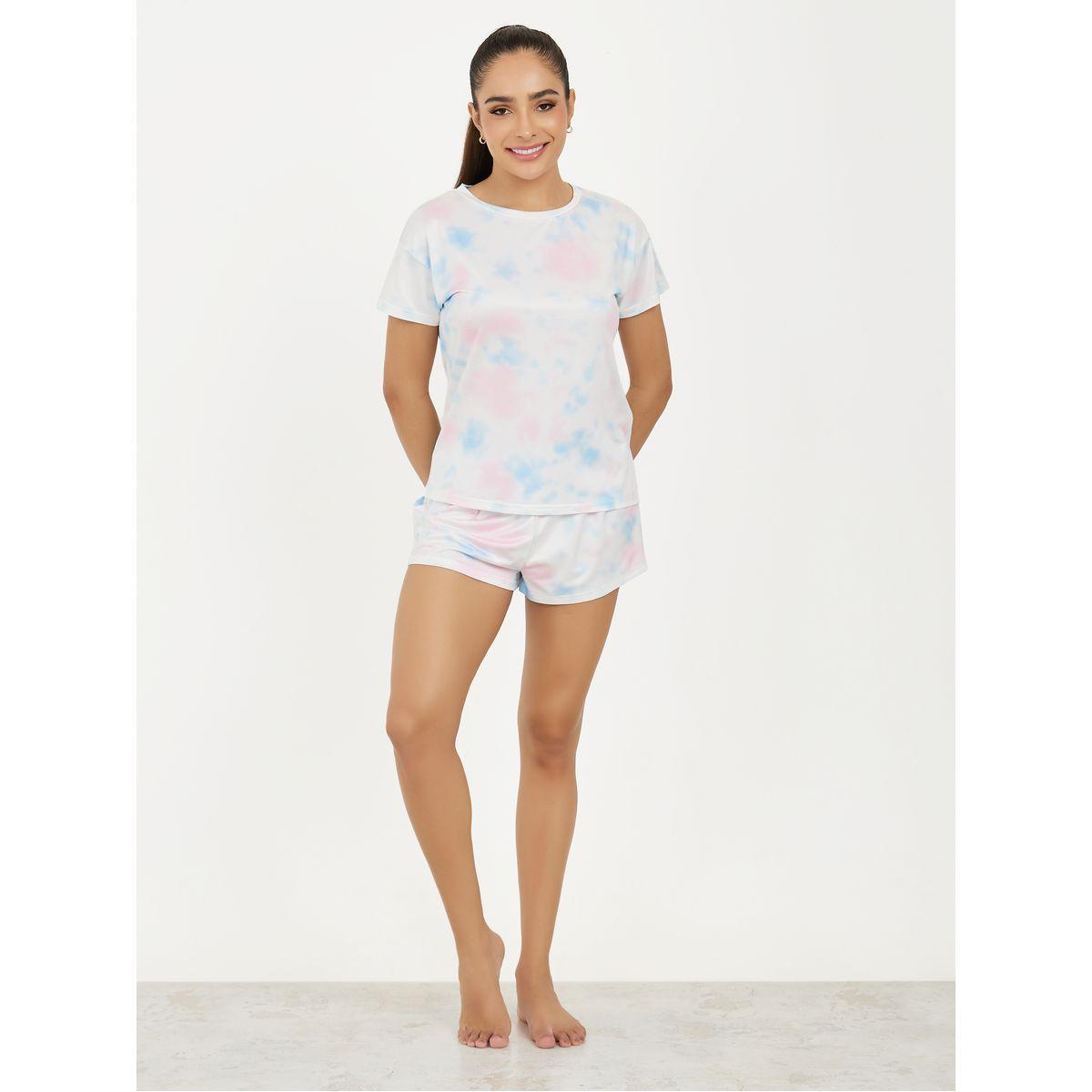 Styli Tie-Dye Print T-Shirt & Shorts Set-women-clothing-nightwear-pyjamas-shortsets-image-2