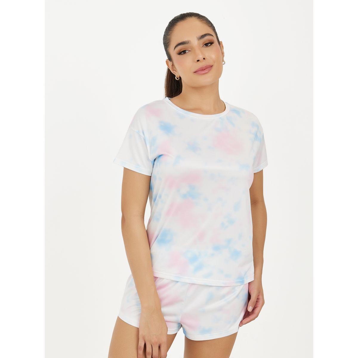 Styli Tie-Dye Print T-Shirt & Shorts Set-women-clothing-nightwear-pyjamas-shortsets-image-3