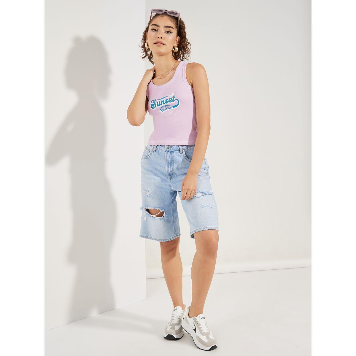 Styli Fitted Sunset Slogan Print Rib Tank-women-clothing-tshirts-image-2