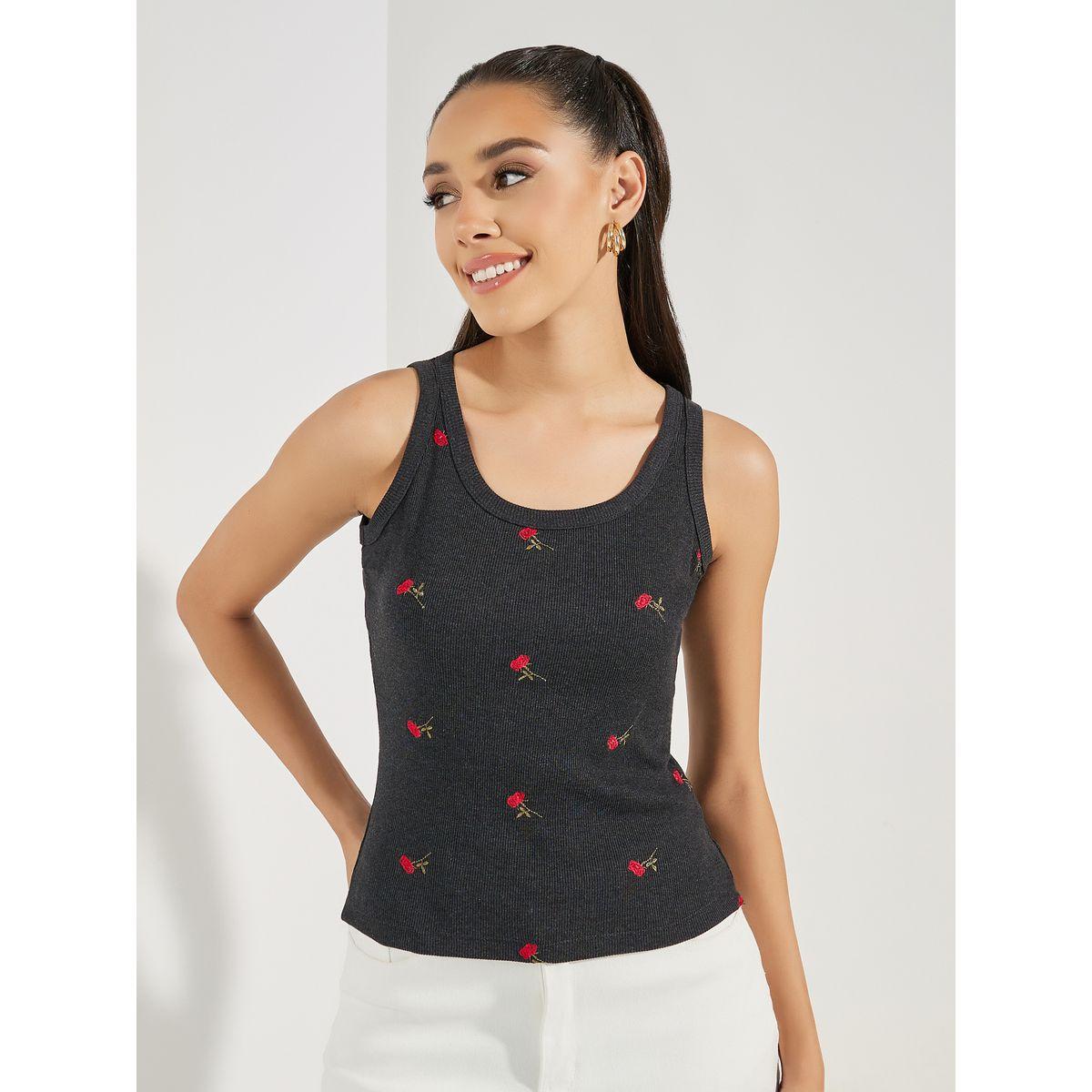 بلوزة مضلعة بلا اكمام مع تفاصيل مُطرّزة-women-clothing-tshirts-image-3