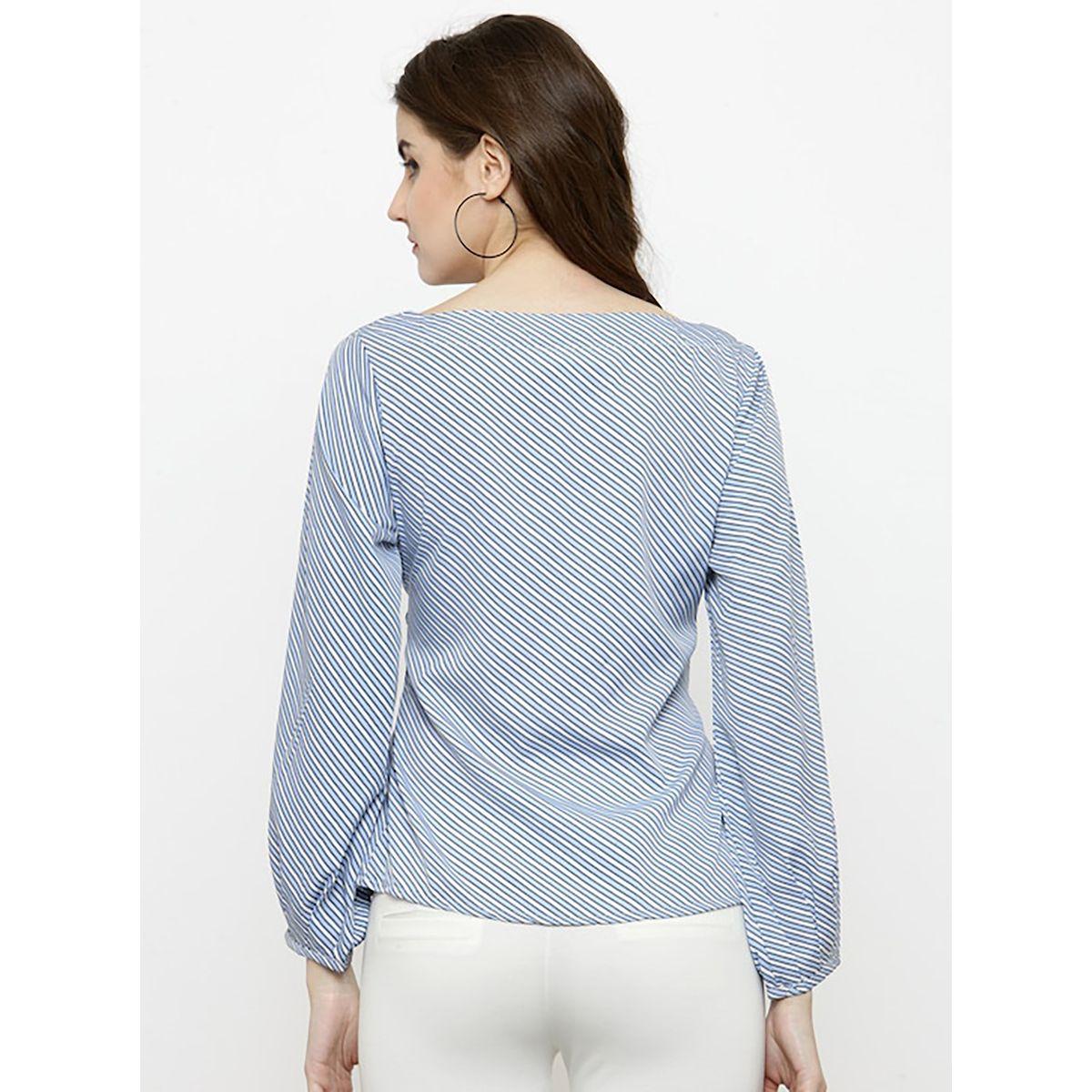 Sera Striped Tie Up Front Top with Long Sleeves-women-clothing-shirtsandblouses-blouses-image-3