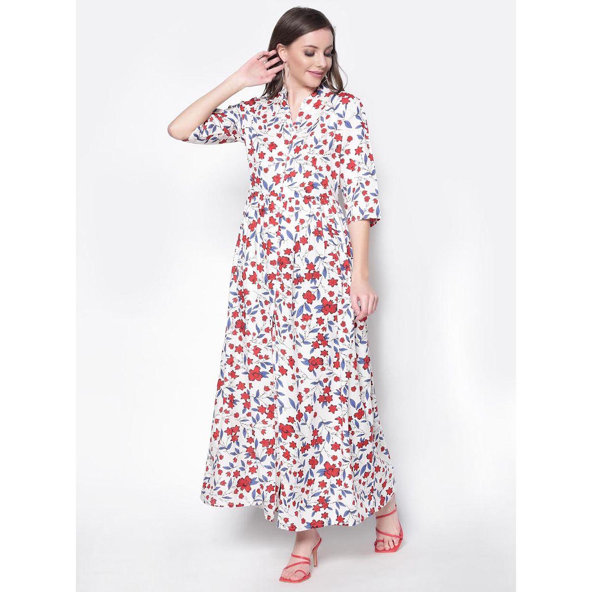 بلوزة طويلة مطبعة بزهور مع شق امامي سيرا × ستايلي-women-clothing-shirtsandblouses-blouses-image-2