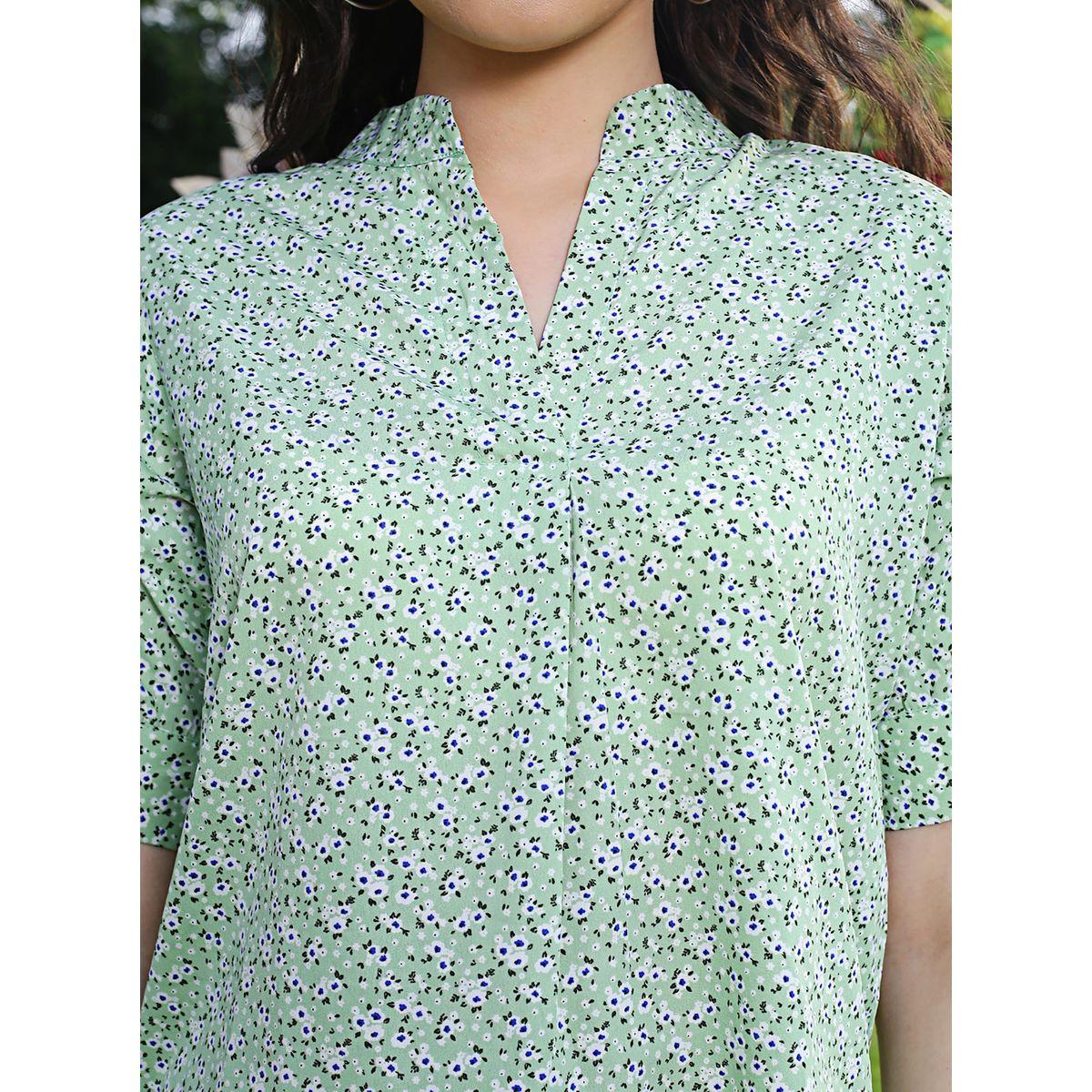 بلوزة بياقة ماندارين واكمام قصيرة سيرا × ستايلي-women-clothing-shirtsandblouses-blouses-image-4