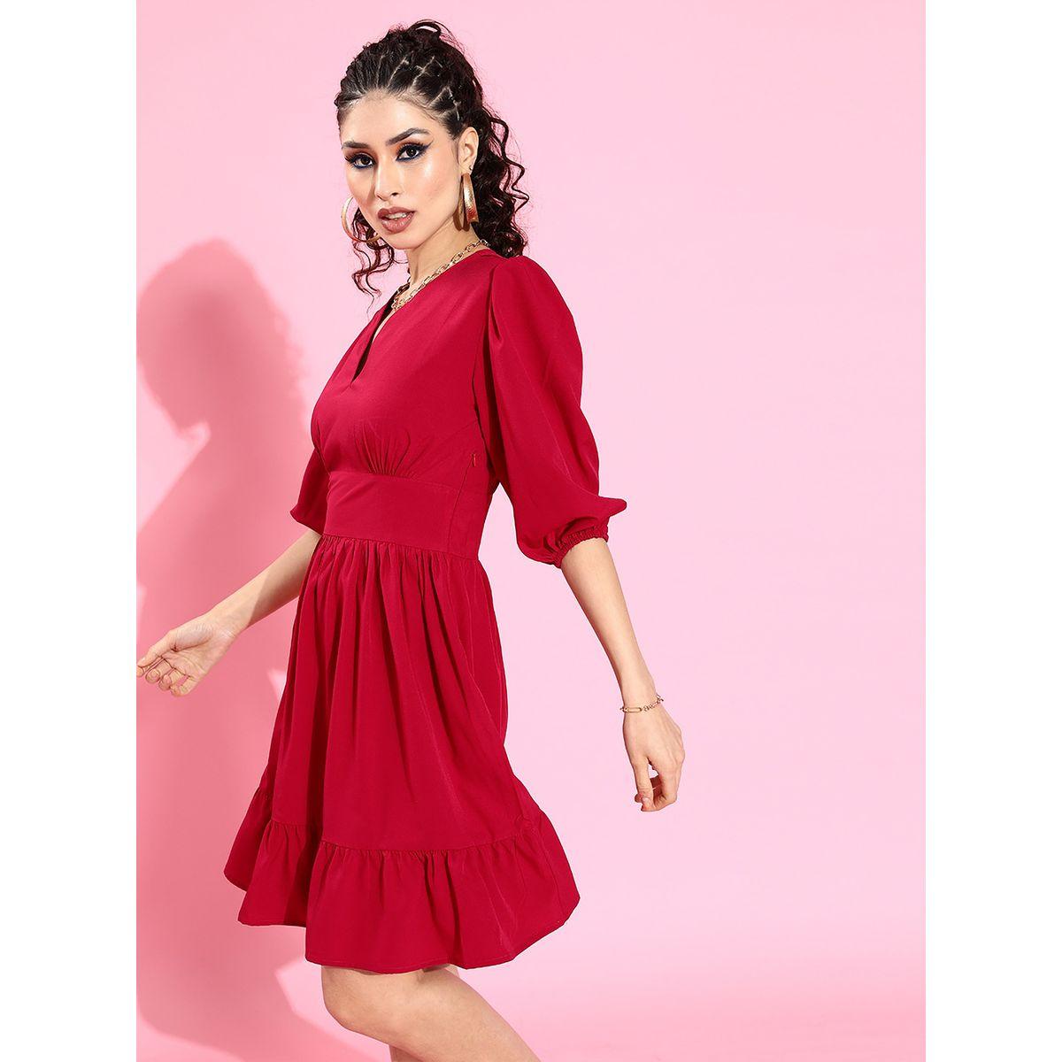 Sera Gathered Detail Puff Sleeves A-Line Mini Dress-women-clothing-dresses-image-2