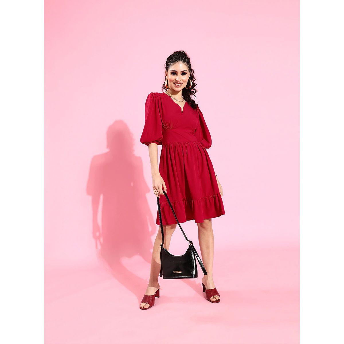 Sera Gathered Detail Puff Sleeves A-Line Mini Dress-women-clothing-dresses-image-4