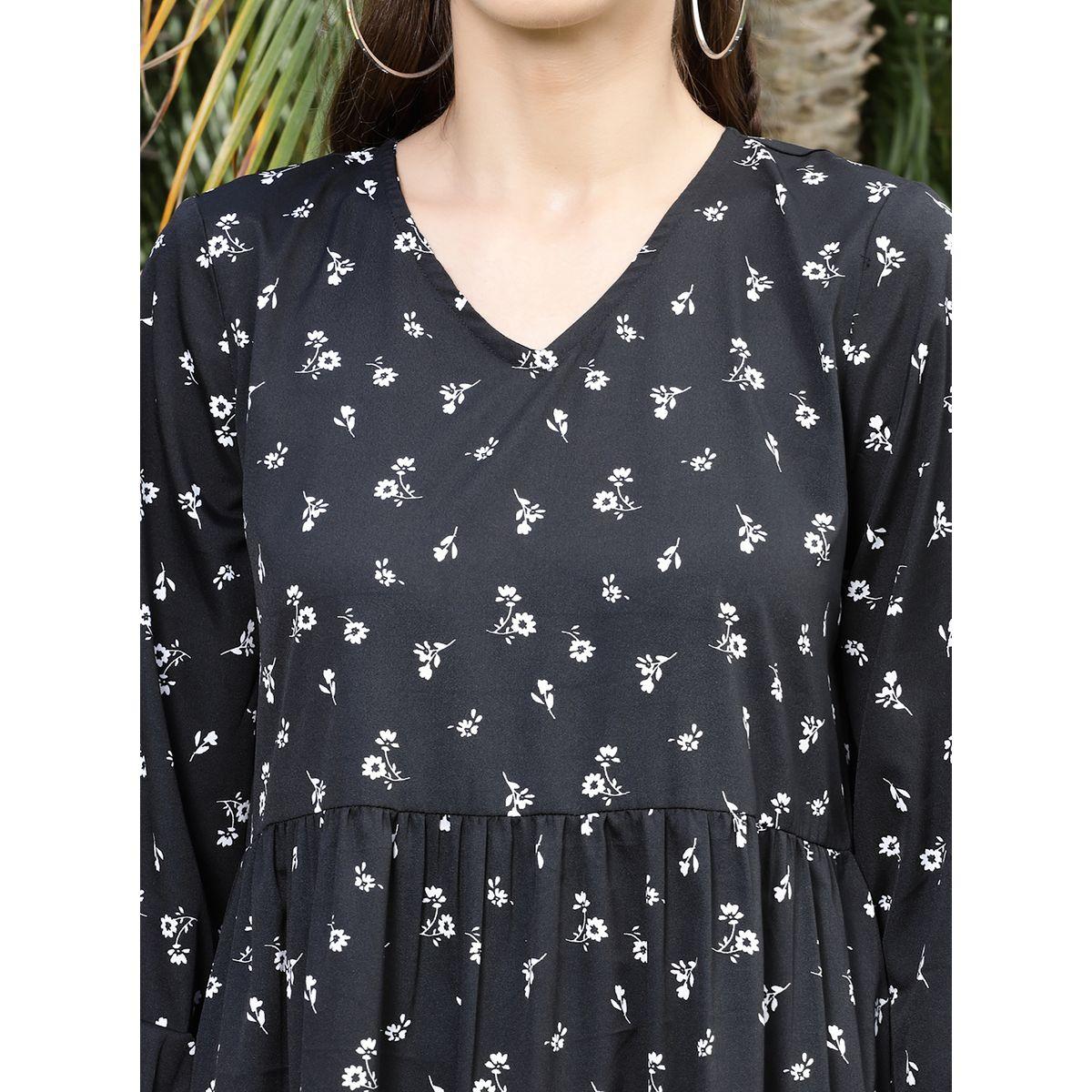 Sera X Styli  Ditsy Print Tiered Knee Length Dress-women-clothing-dresses-image-4