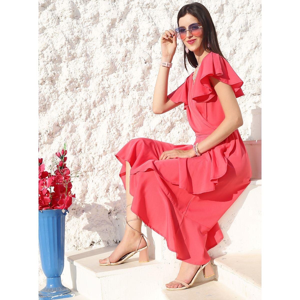 Sera Ruffle Detail Midi Wrap Dress with Tie Up-women-clothing-dresses-image-1