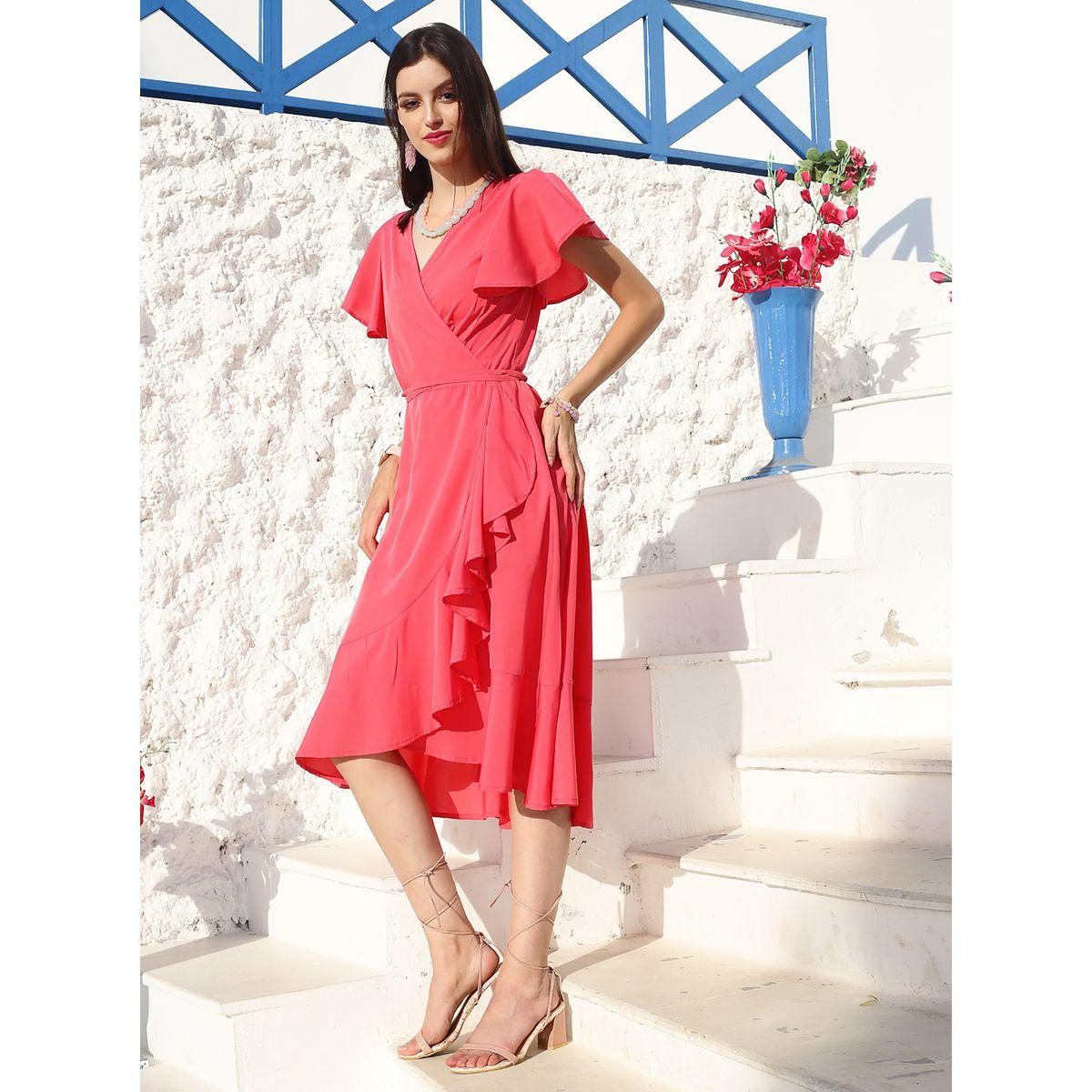 Sera Ruffle Detail Midi Wrap Dress with Tie Up-women-clothing-dresses-image-2