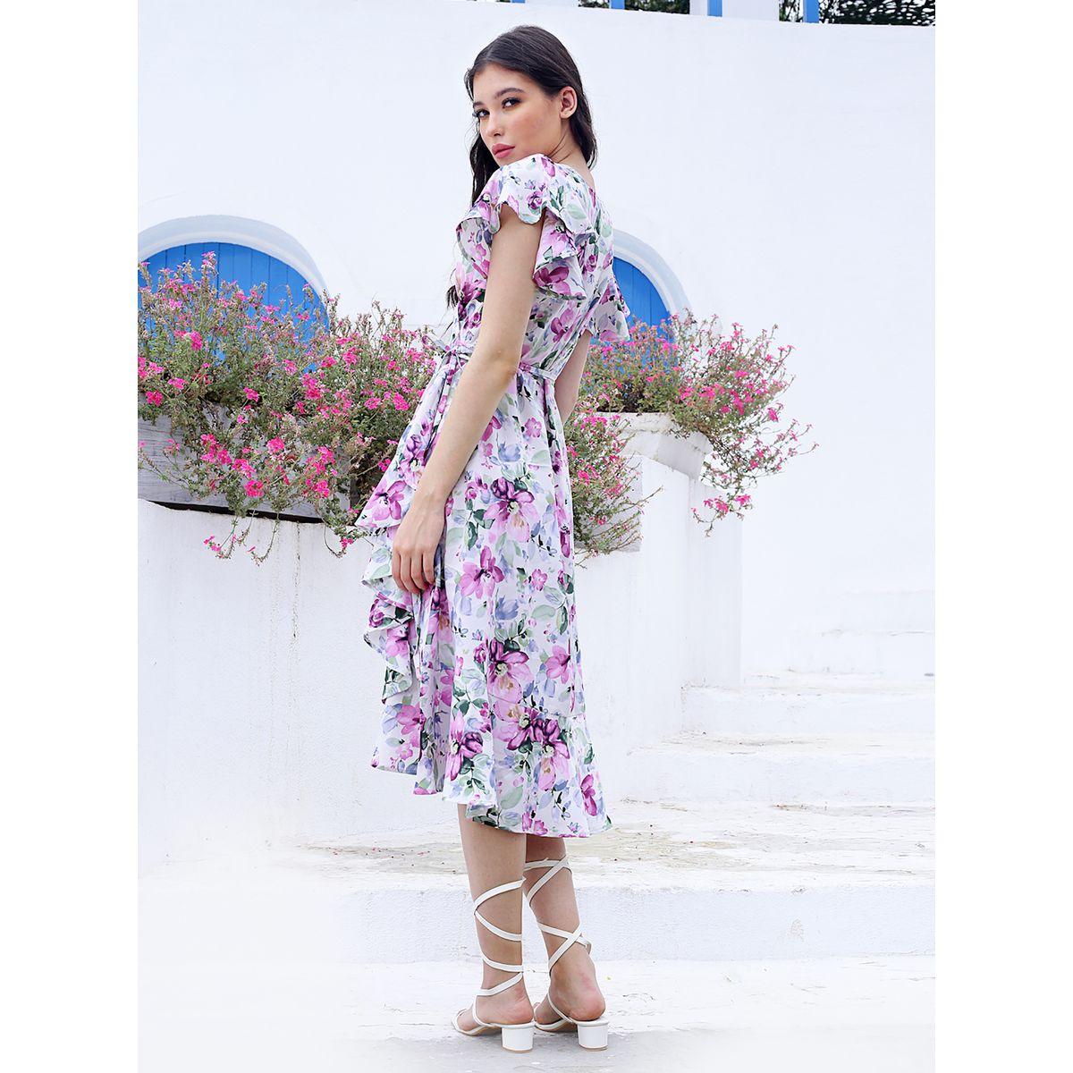 Sera Floral Print Ruffle Detail Wrap Midi Dress-women-clothing-dresses-image-3