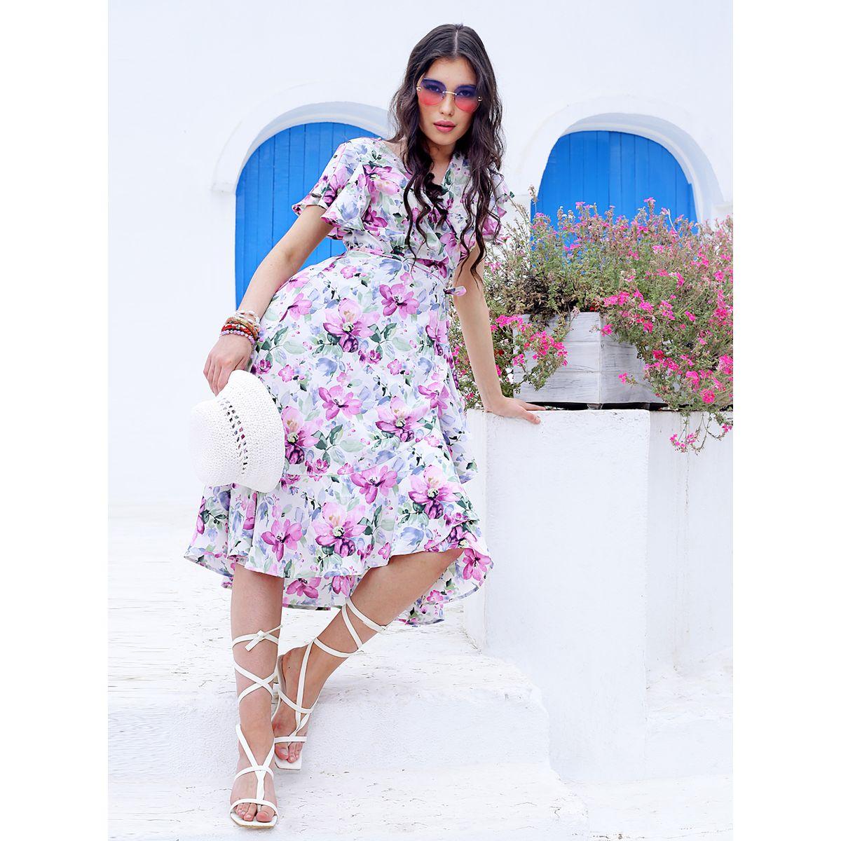 Sera Floral Print Ruffle Detail Wrap Midi Dress-women-clothing-dresses-image-5