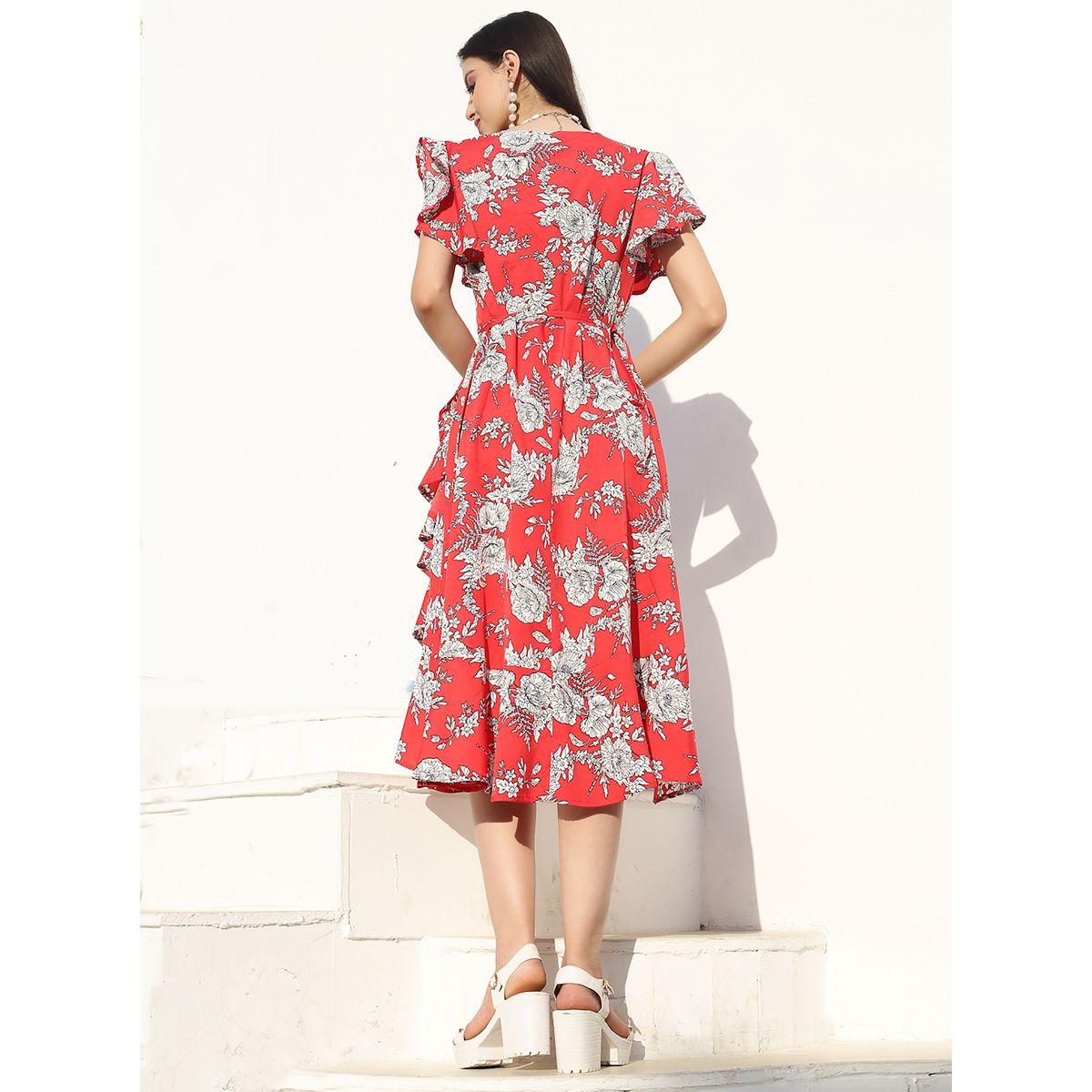 Sera Floral Print Ruffle Detail Tie Up Midi Wrap Dress-women-clothing-dresses-image-3