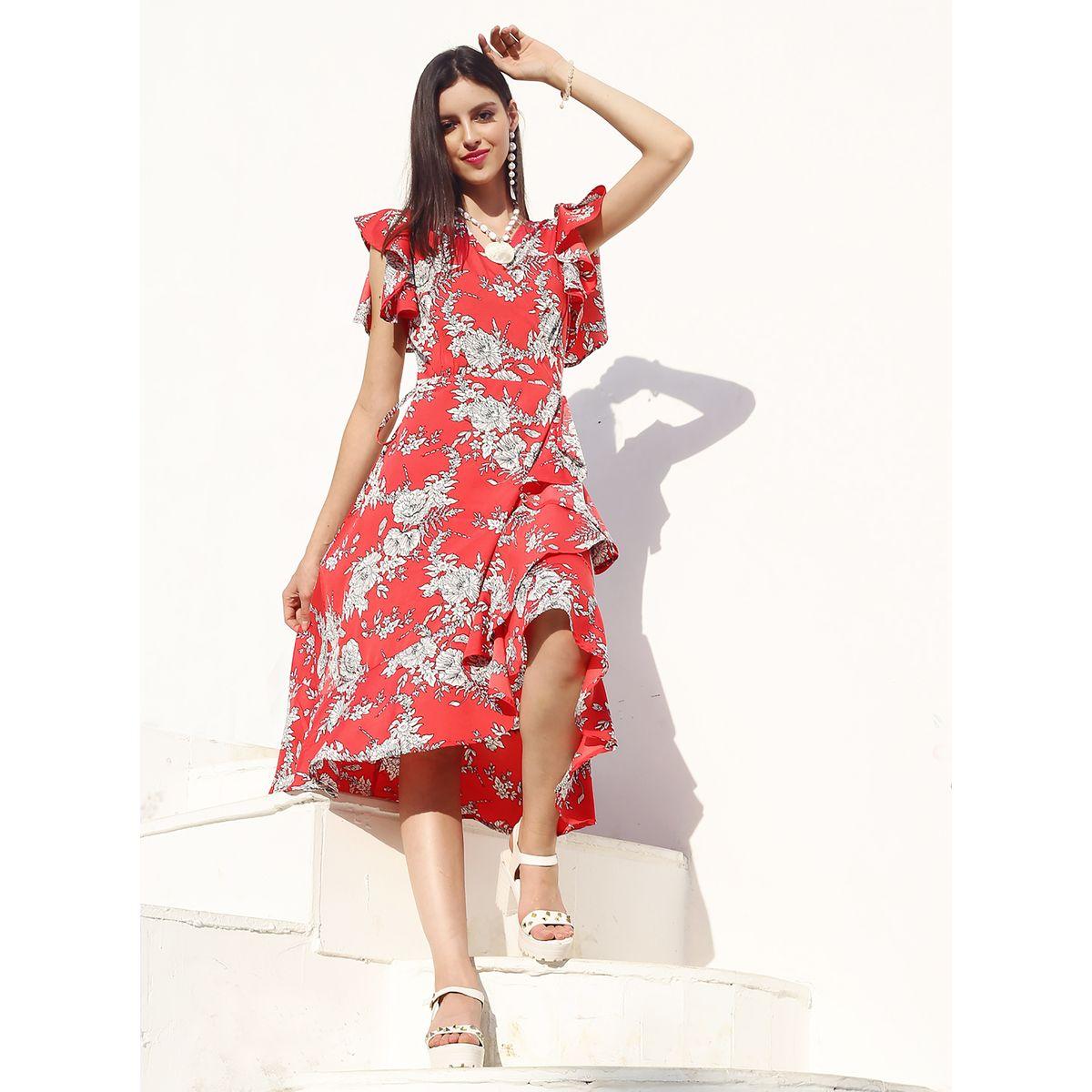 Sera Floral Print Ruffle Detail Tie Up Midi Wrap Dress-women-clothing-dresses-image-5